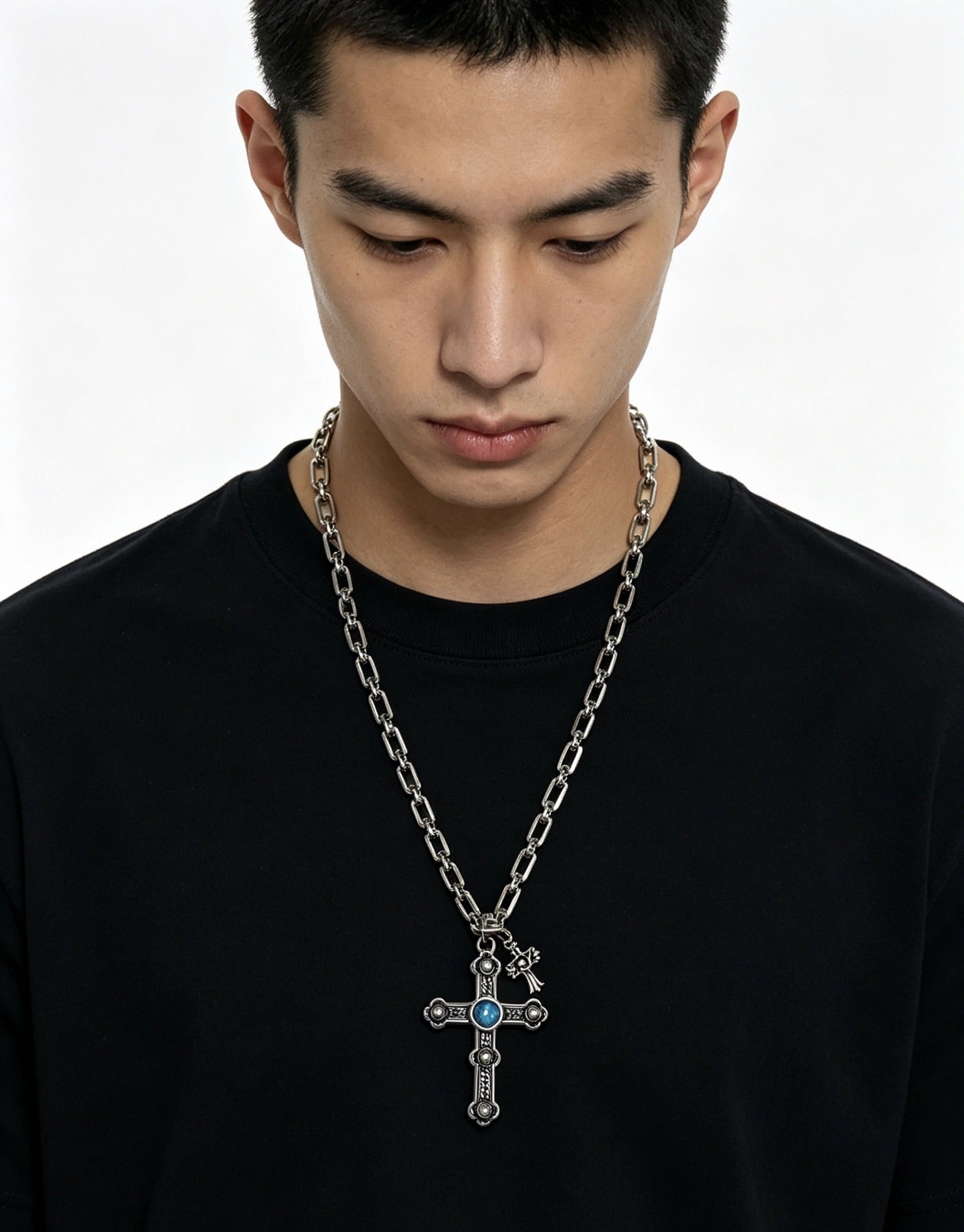 Chrome Hearts Sterling Silver Cross Necklace