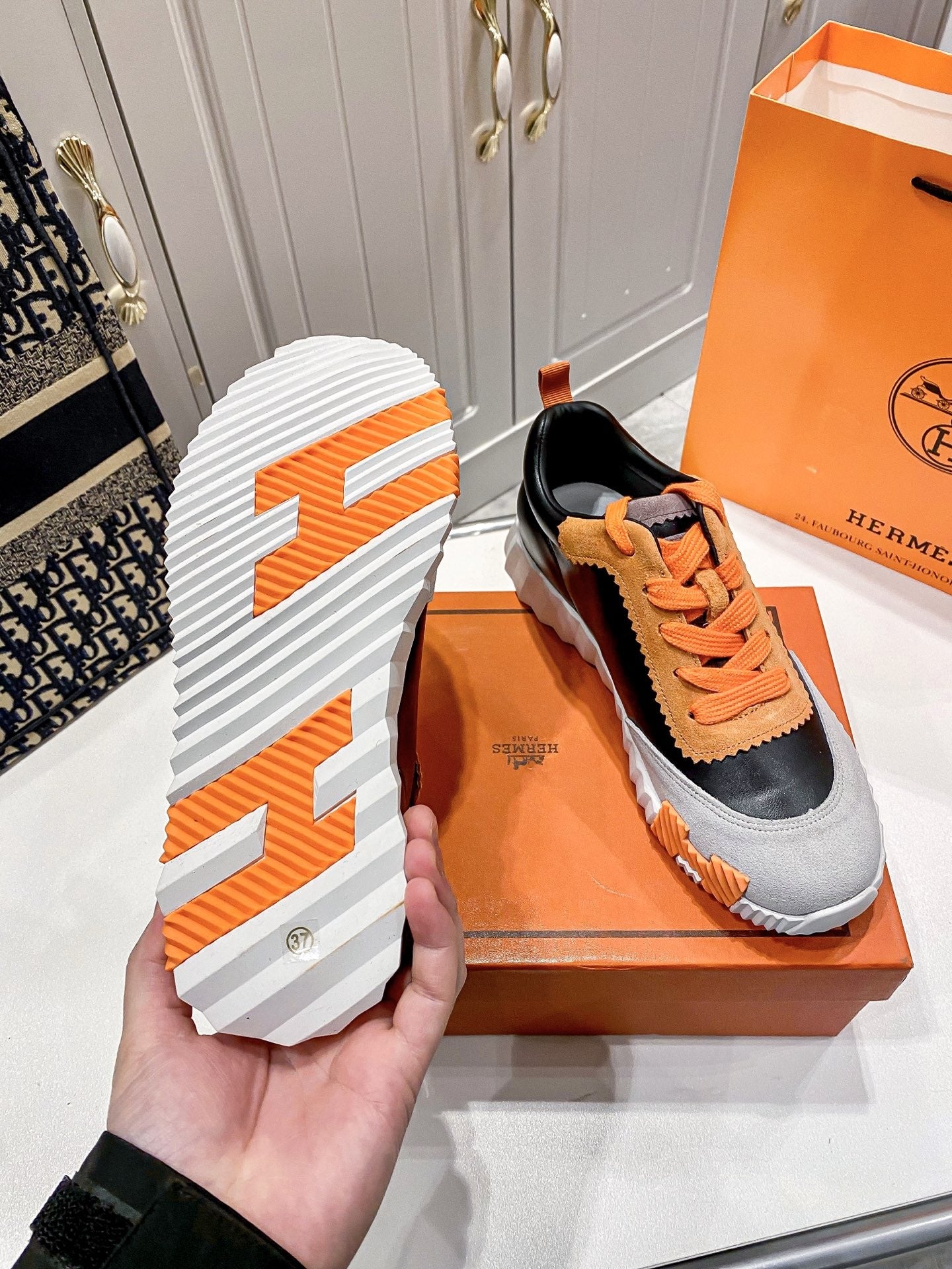 Hermes Lambskin Leather Sneakers
