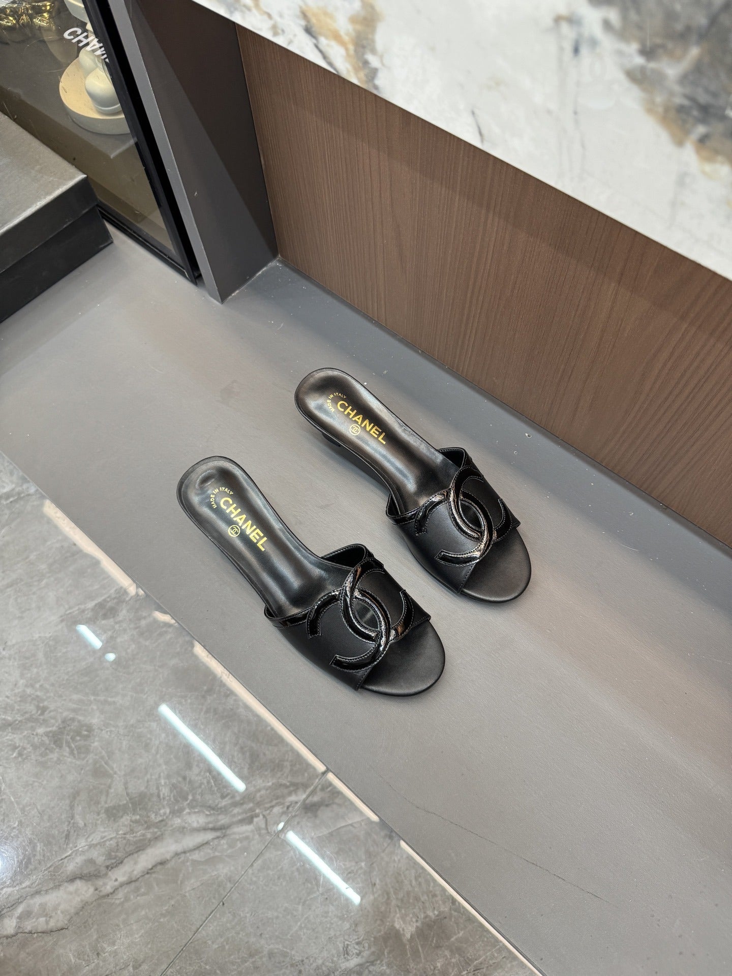 Chanel Lambskin Leather Openwork Slides