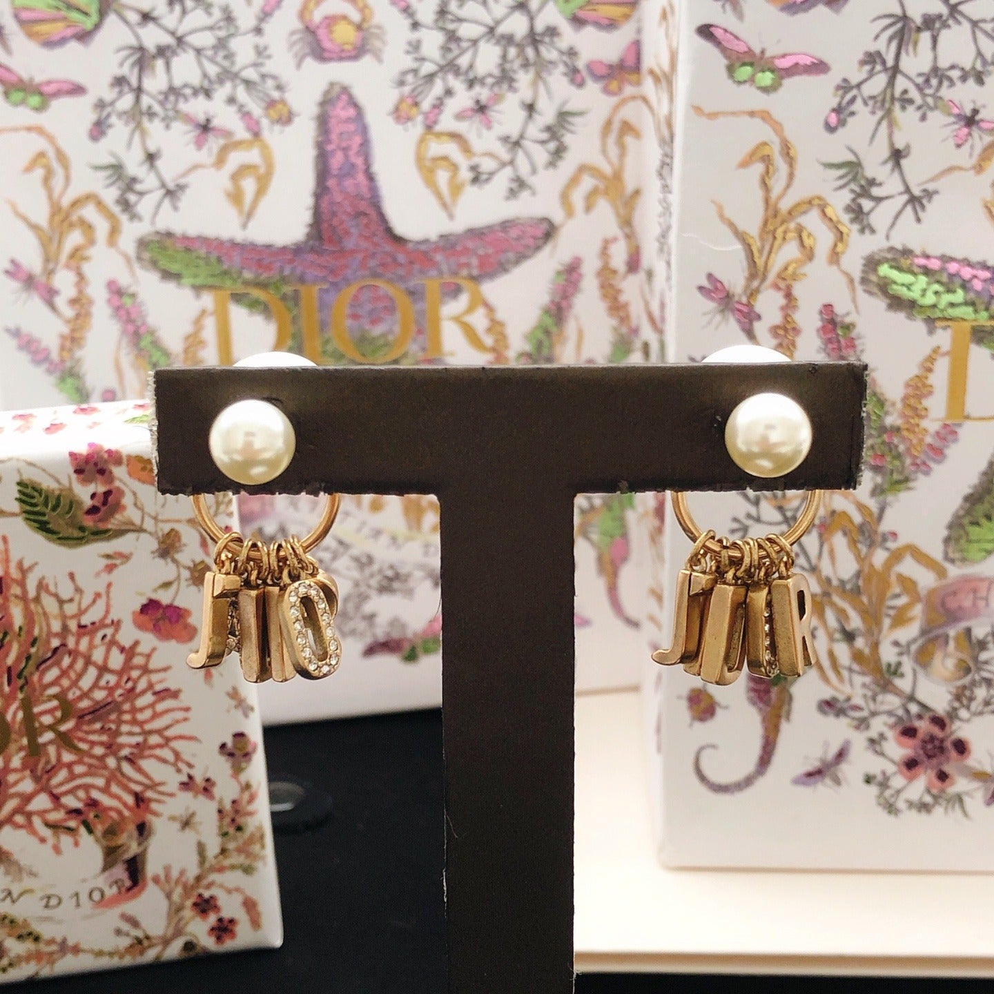 Dior Brass Logo Earrings