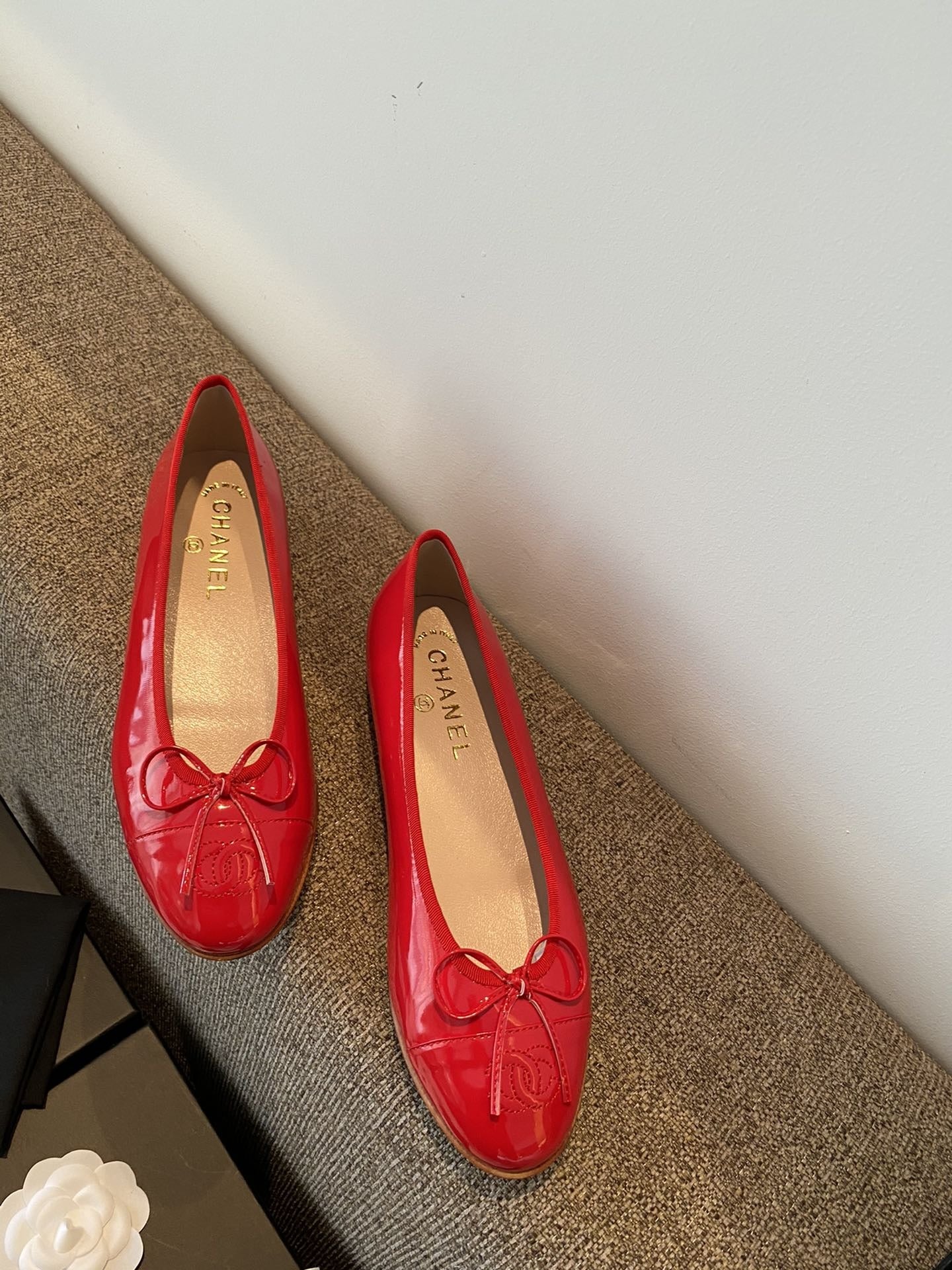 Chanel Leather Bow Ballet Flats