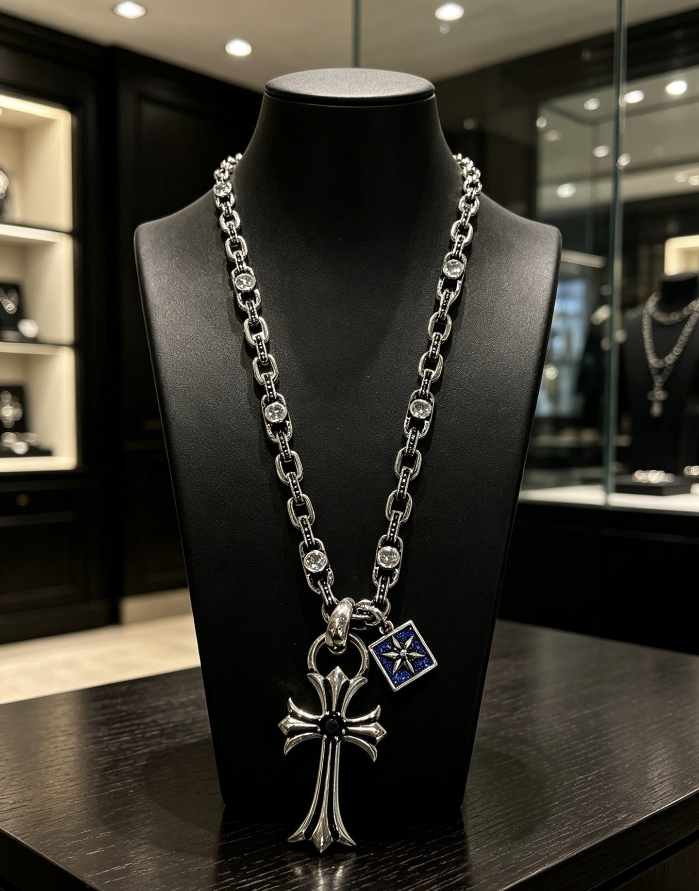 Chrome Hearts Sterling Silver Cross Necklace