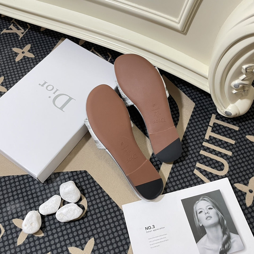 Dior Lambskin Leather Embroidered Slides