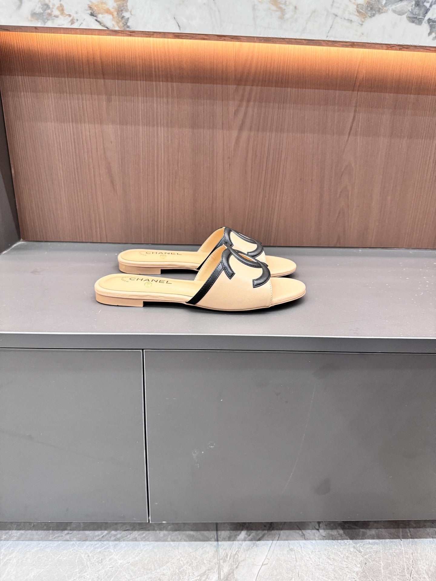 Chanel Lambskin Leather Openwork Slides