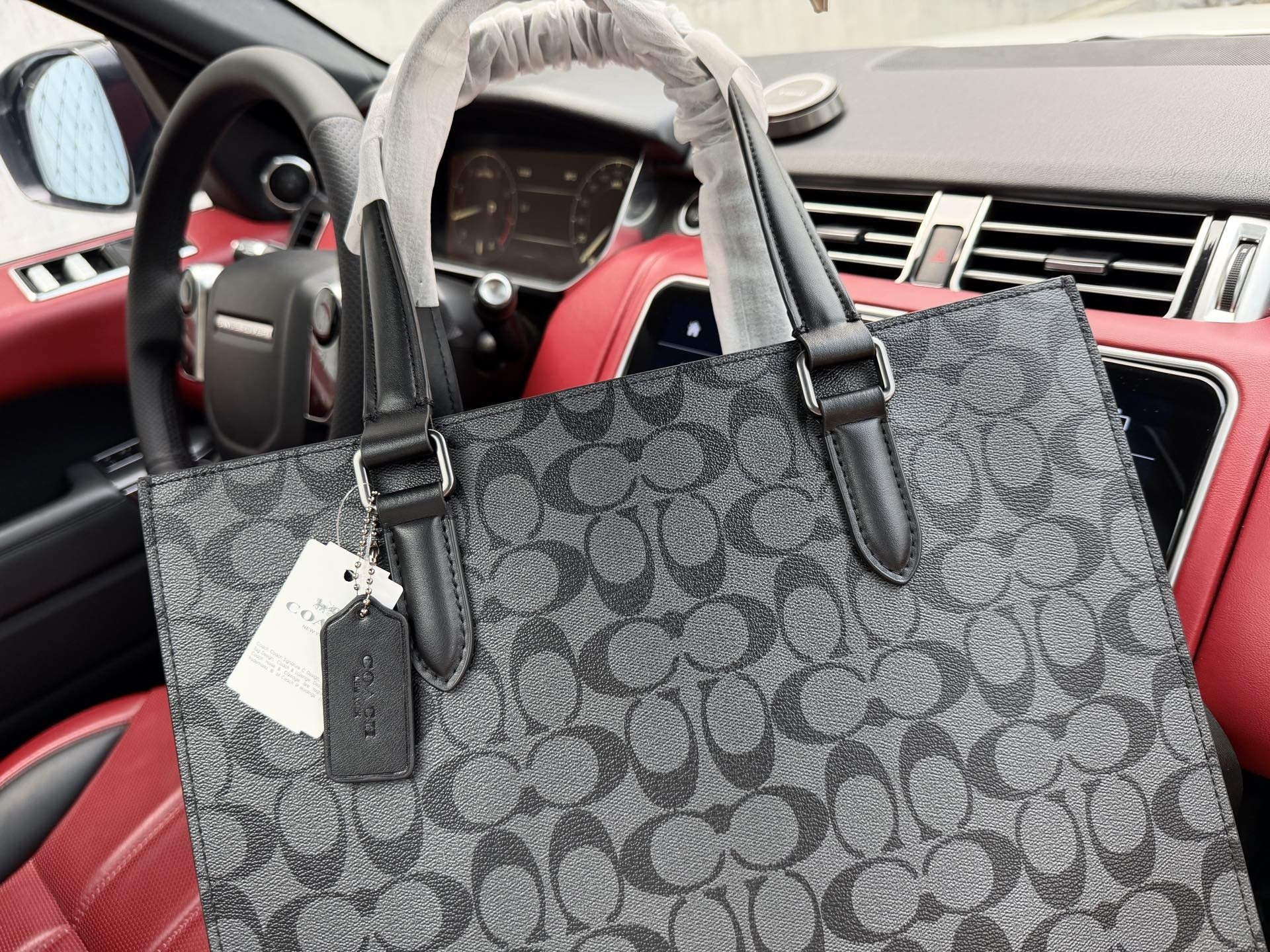 Coach Black Canvas & Leather Logo Briefcase