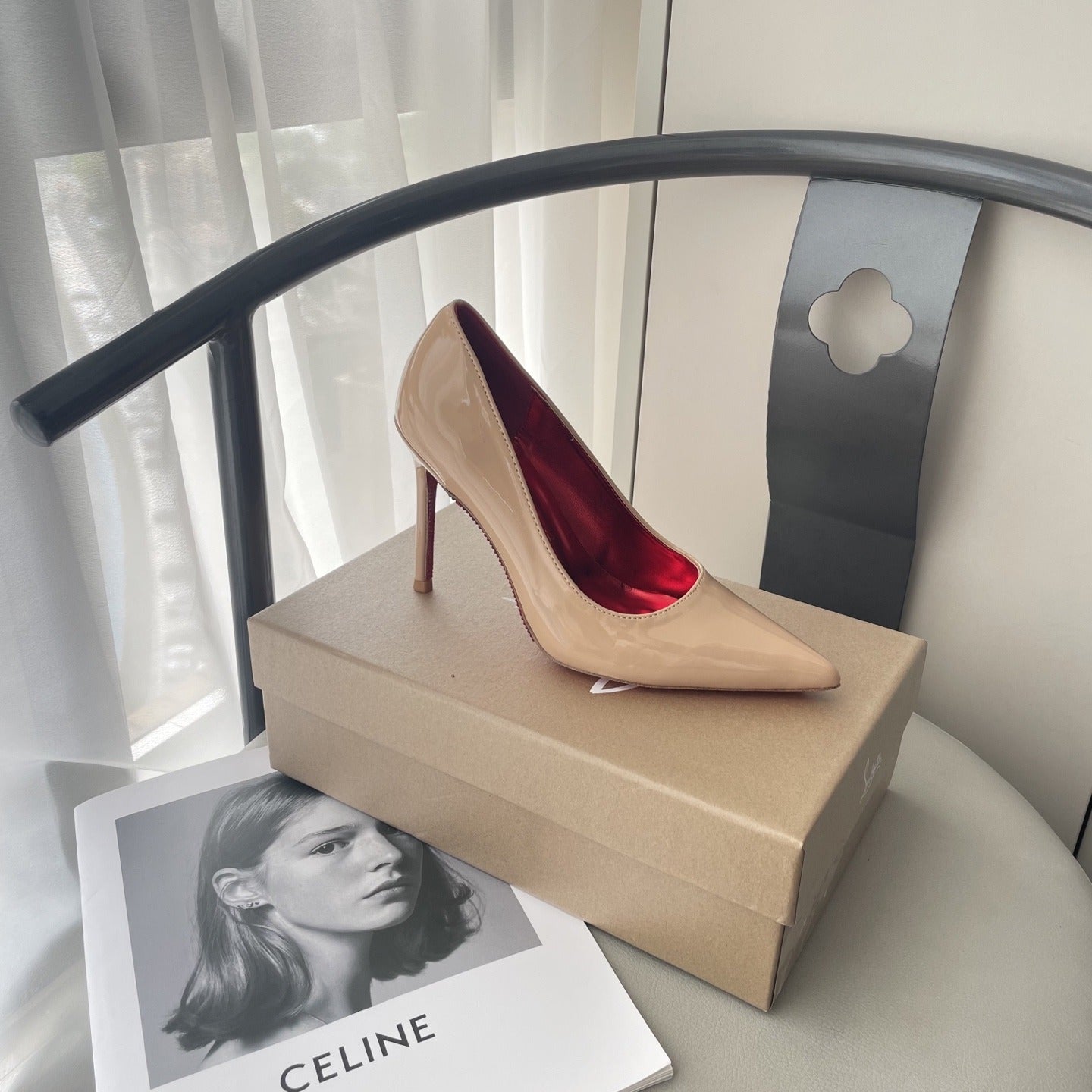 Celine Patent Leather & Lambskin Leather Pointed Toe Heels