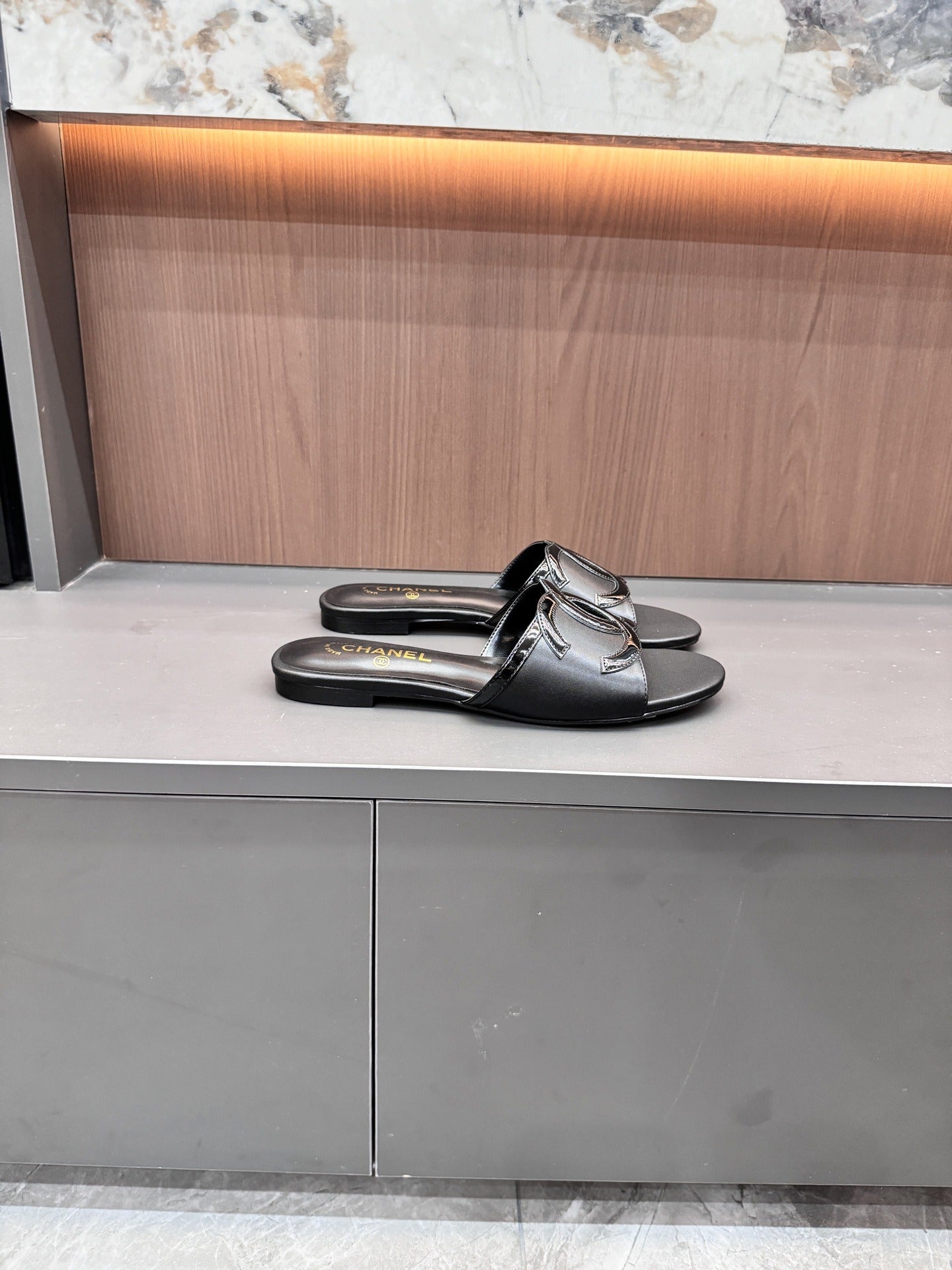 Chanel Lambskin Leather Openwork Slides