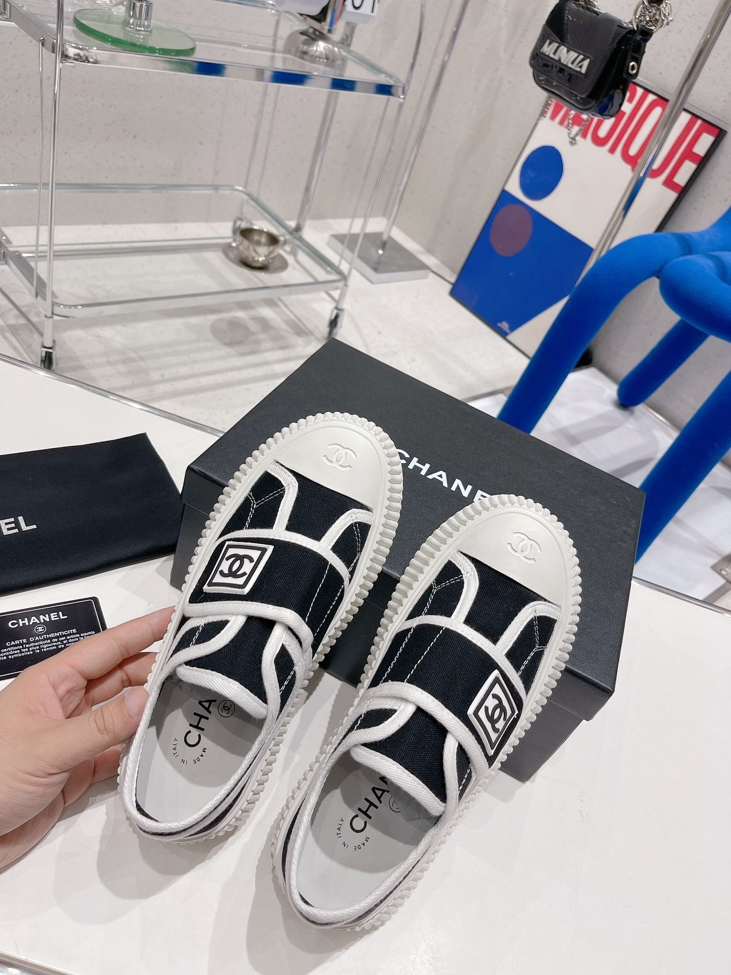 Chanel Canvas & Leather Vintage-Finish Canvas Shoes