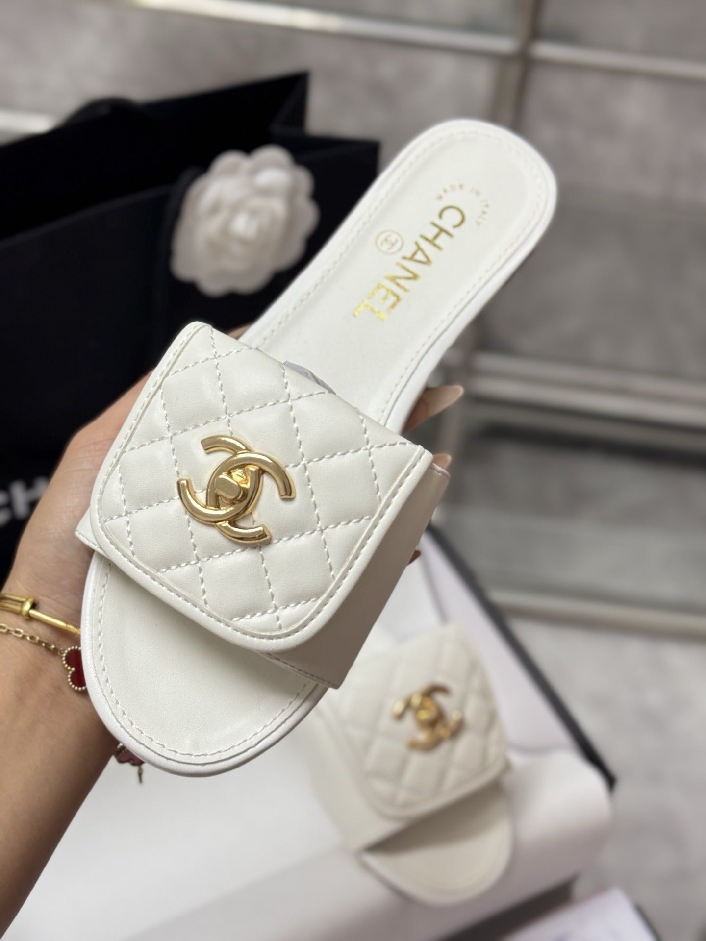 Chanel Lambskin Leather Slides