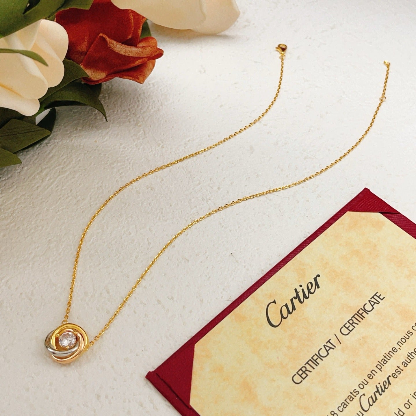 Cartier Gold Brass Colorblock Necklace