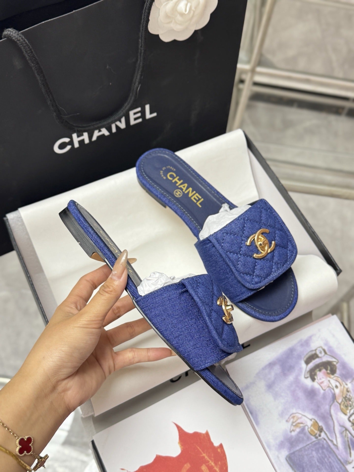 Chanel Lambskin Leather Slides
