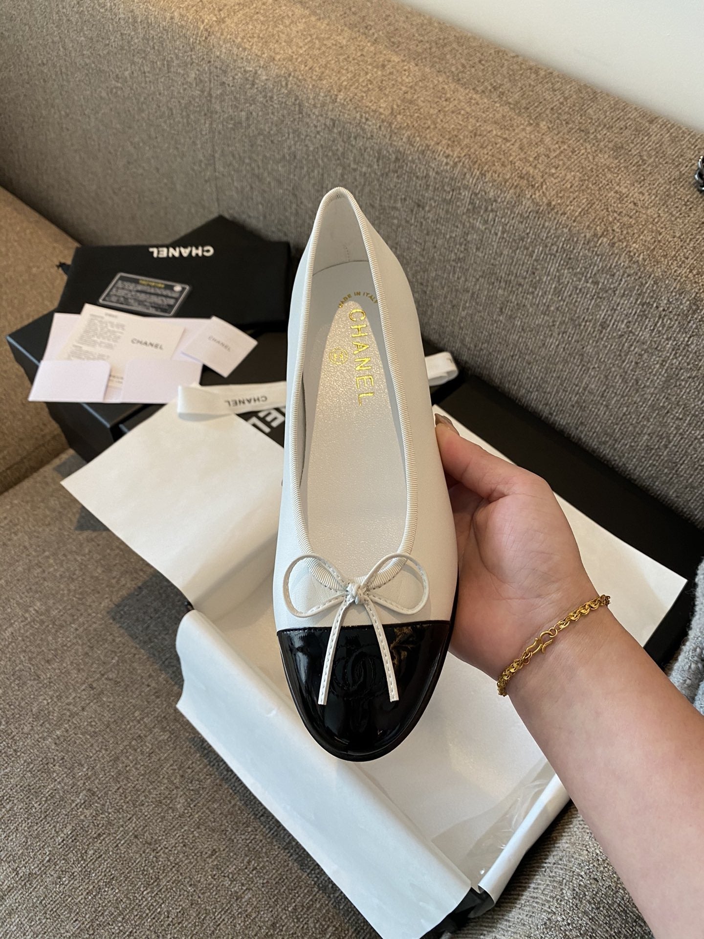 Chanel Leather Bow Ballet Flats
