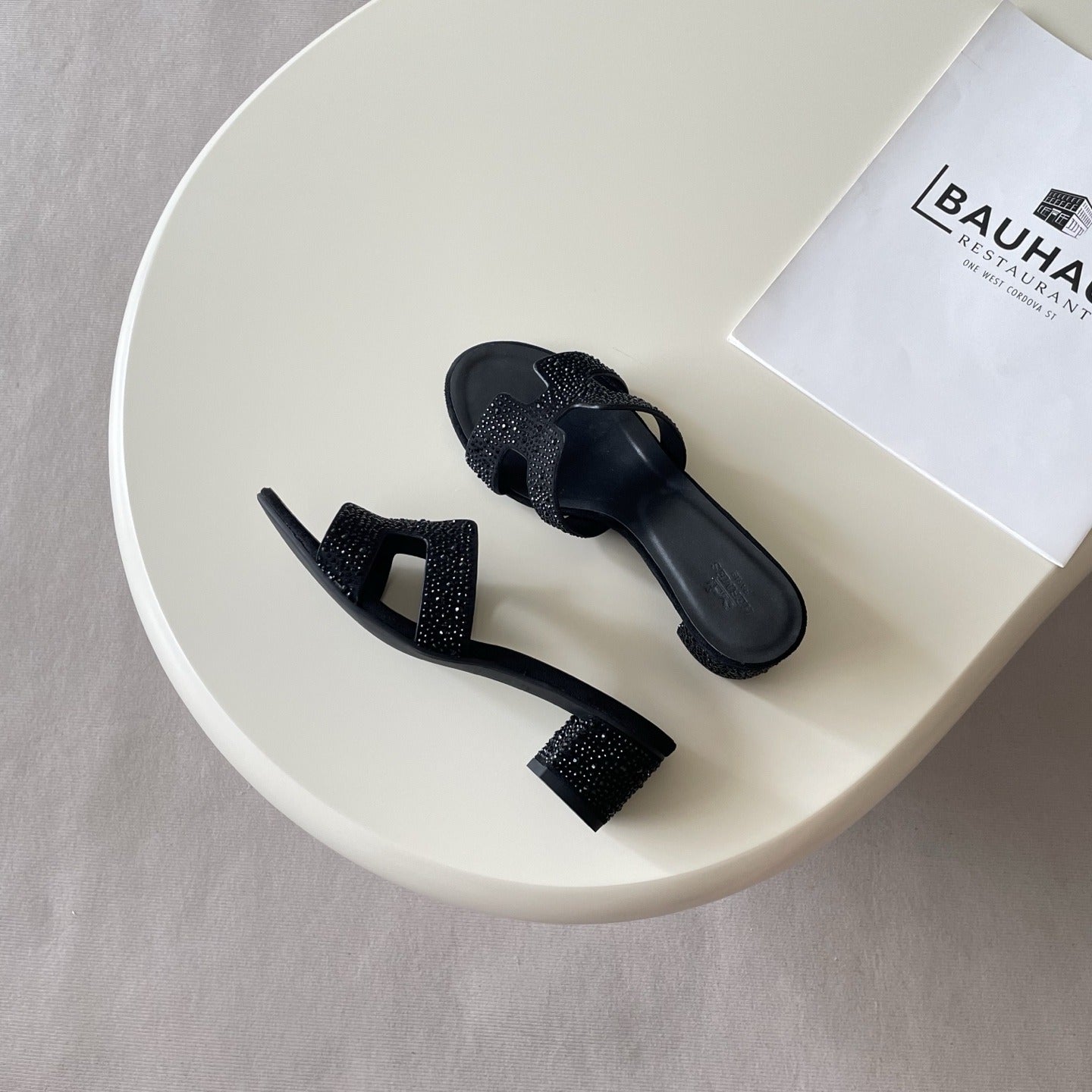Hermes Leather Crystal Slides
