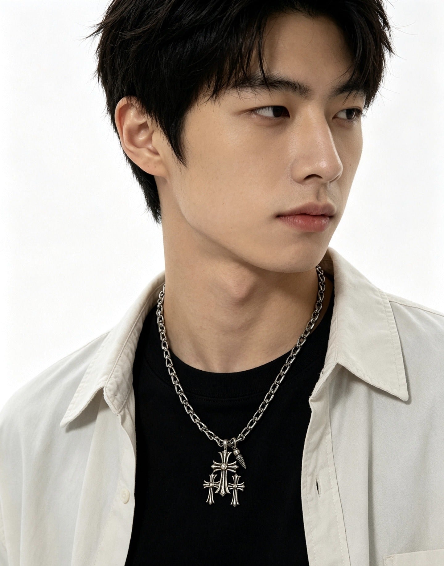 Chrome Hearts Sterling Silver Cross Necklace