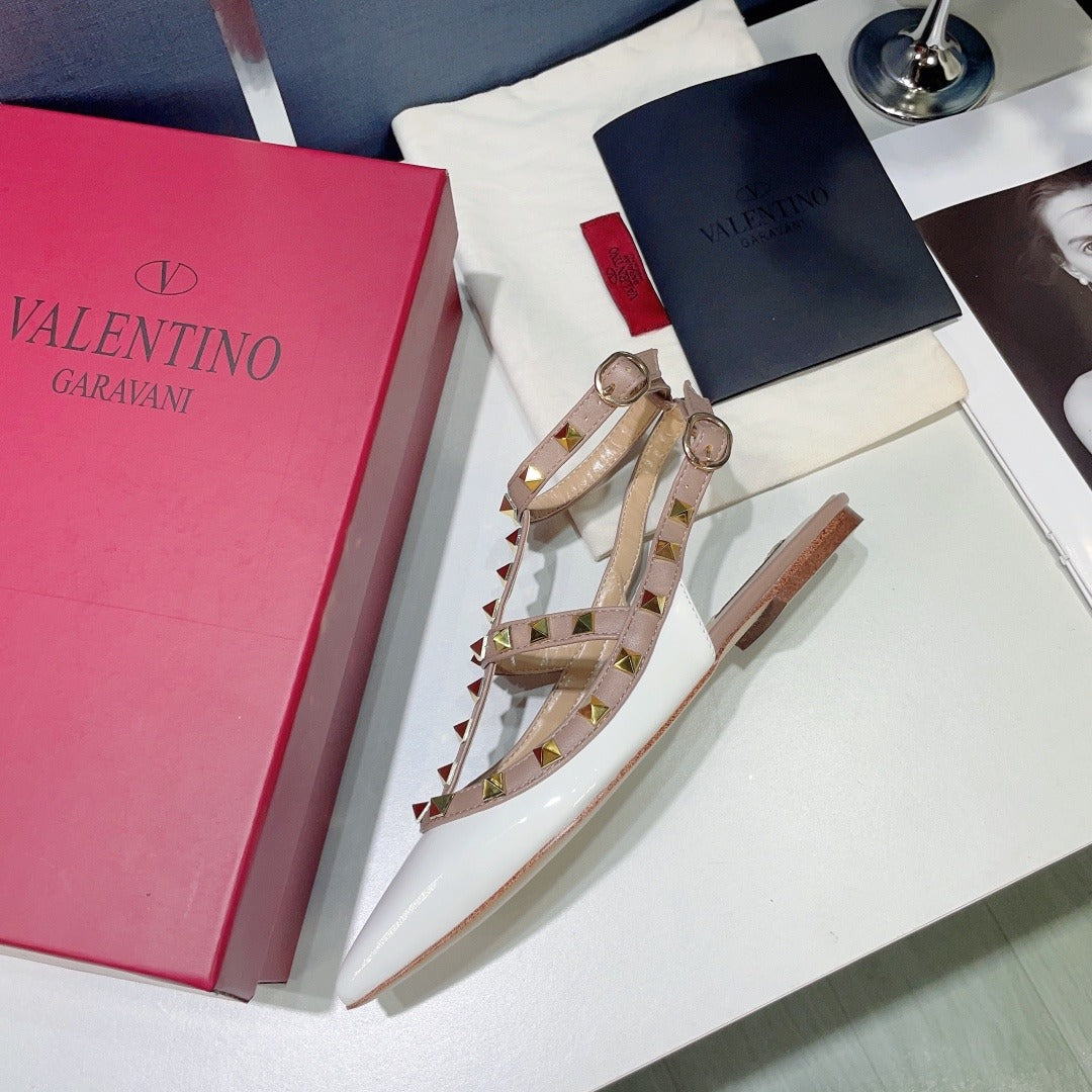 Valentino Lambskin Leather Pointed Toe Sandals