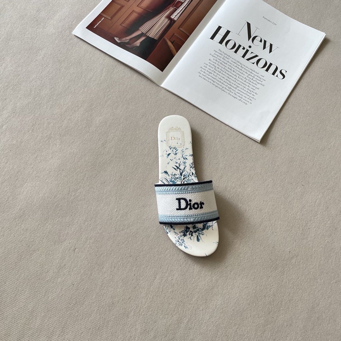 Dior Leather Embroidered Slides