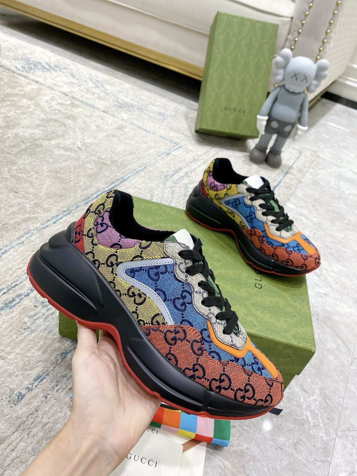 Gucci Lambskin Leather Logo Sneakers