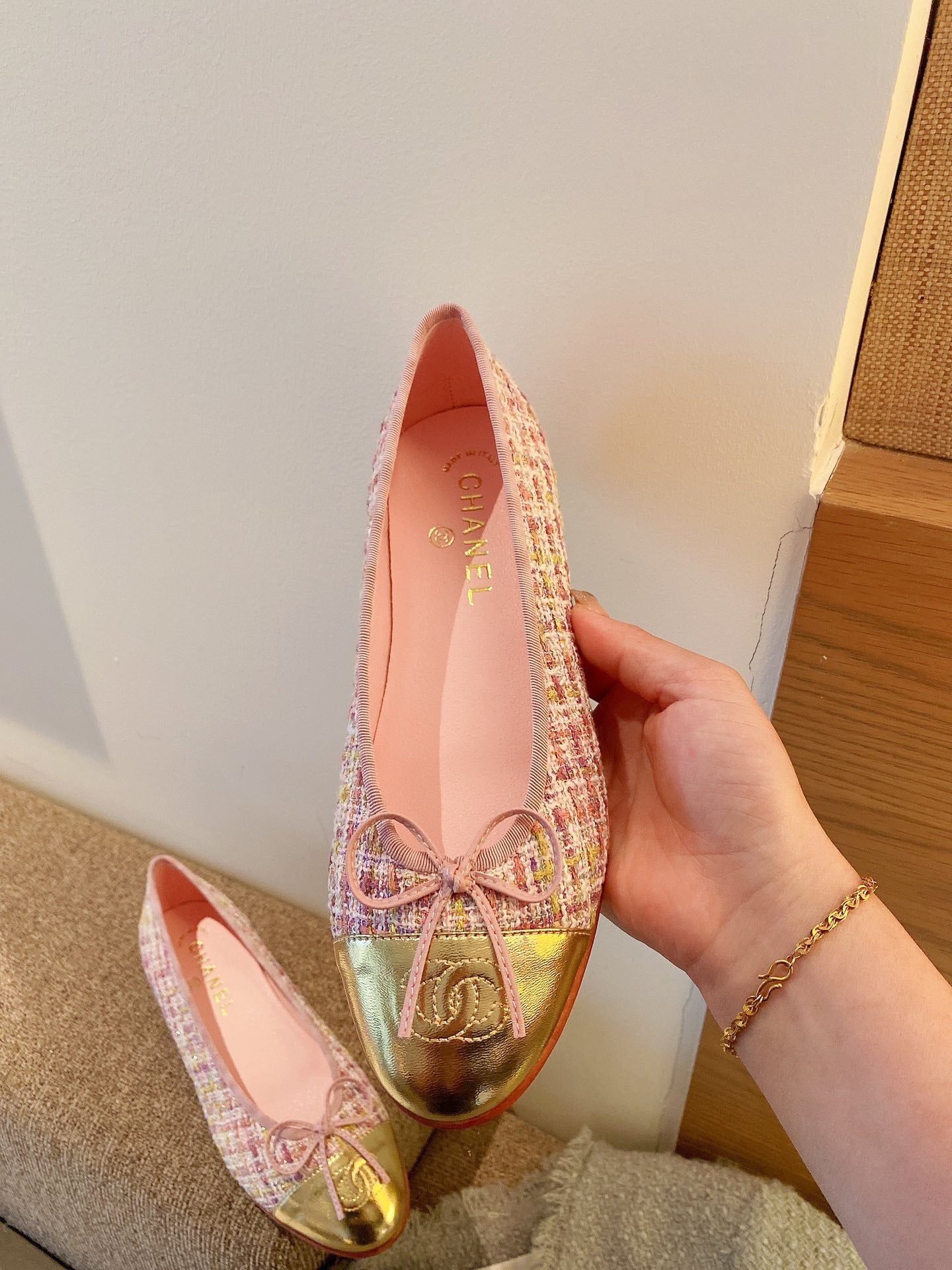 Chanel Leather Bow Ballet Flats