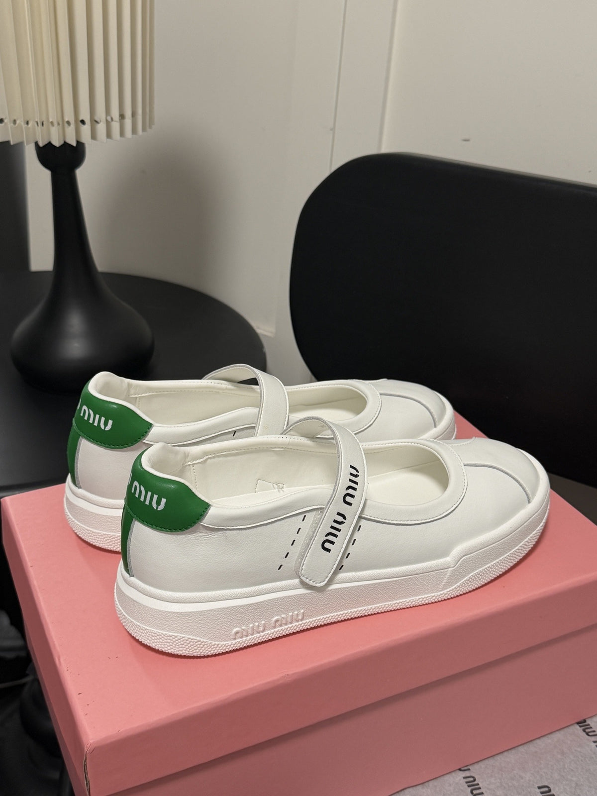 Miu Miu White Leather Logo Sneakers