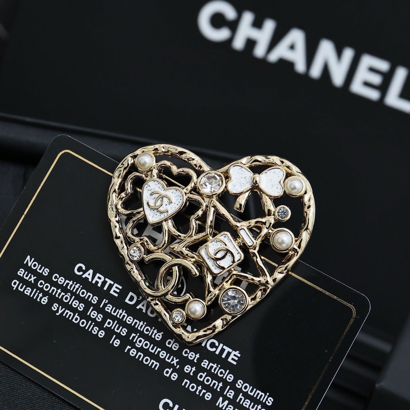 Chanel White Bow Brooch