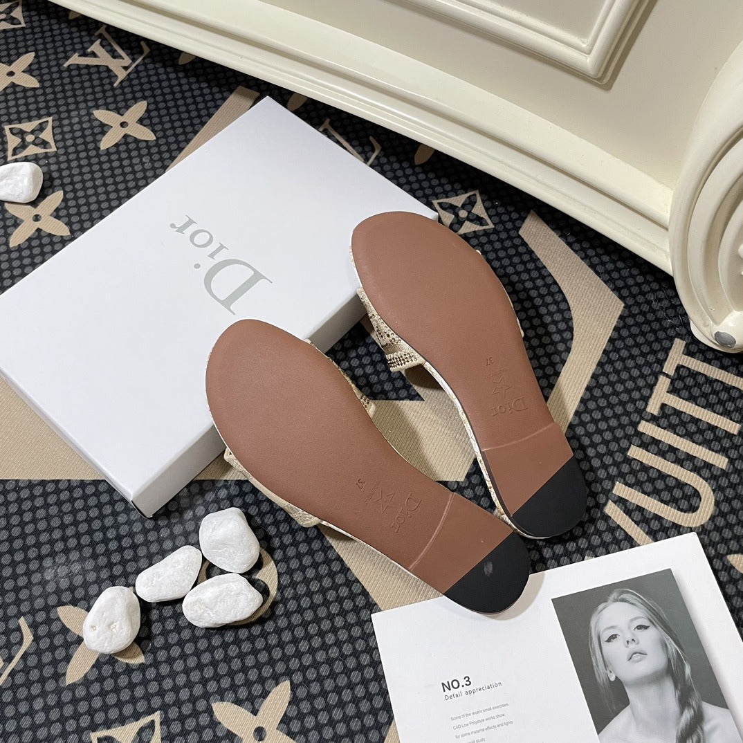 Dior Lambskin Leather Embroidered Slides
