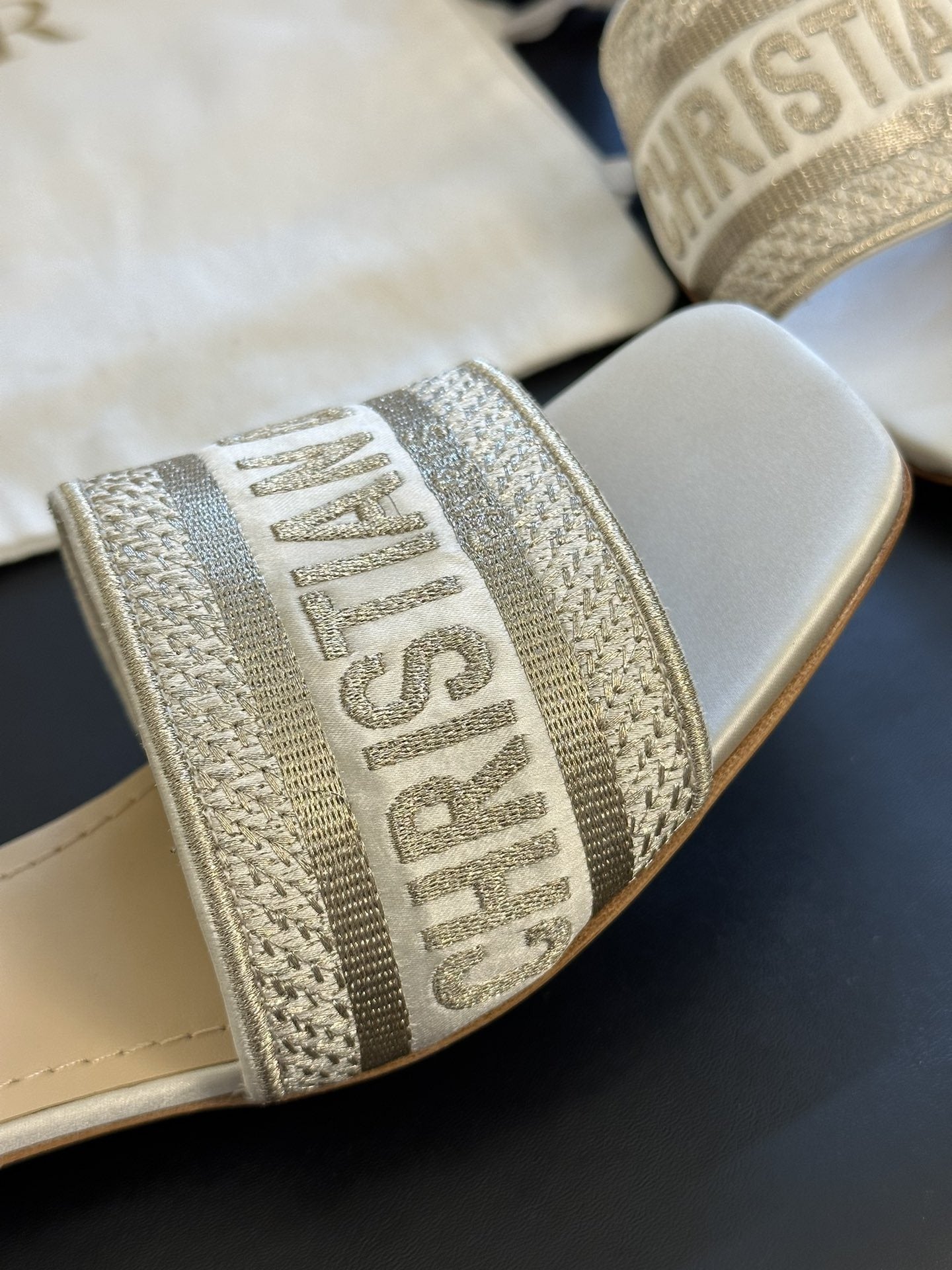 Dior Cotton & Leather Slides