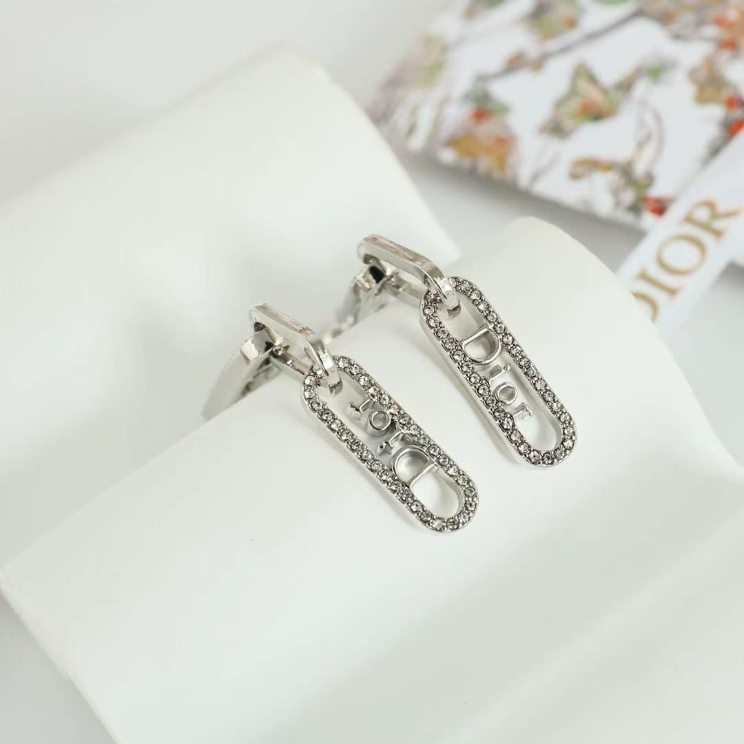 Dior Silver Logo Earrings