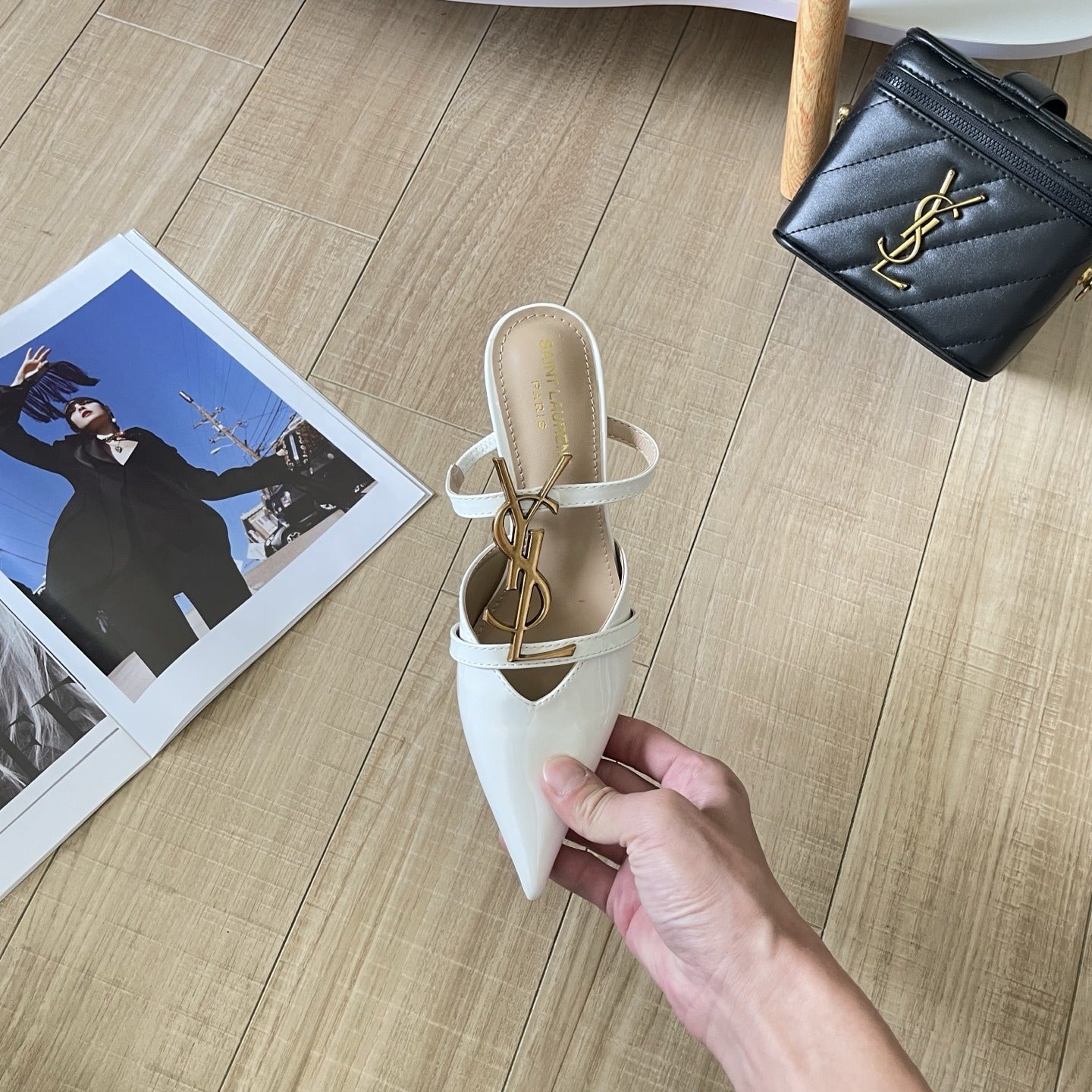 Saint Laurent Lambskin Leather Logo Sandals