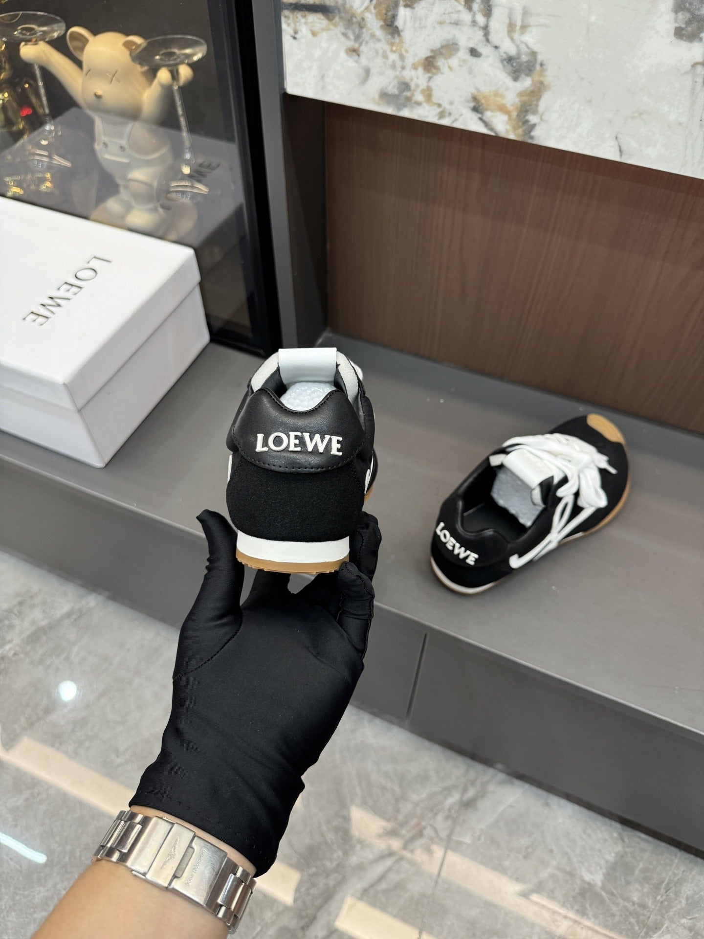 Loewe Black Nylon & Lambskin Leather Shoes