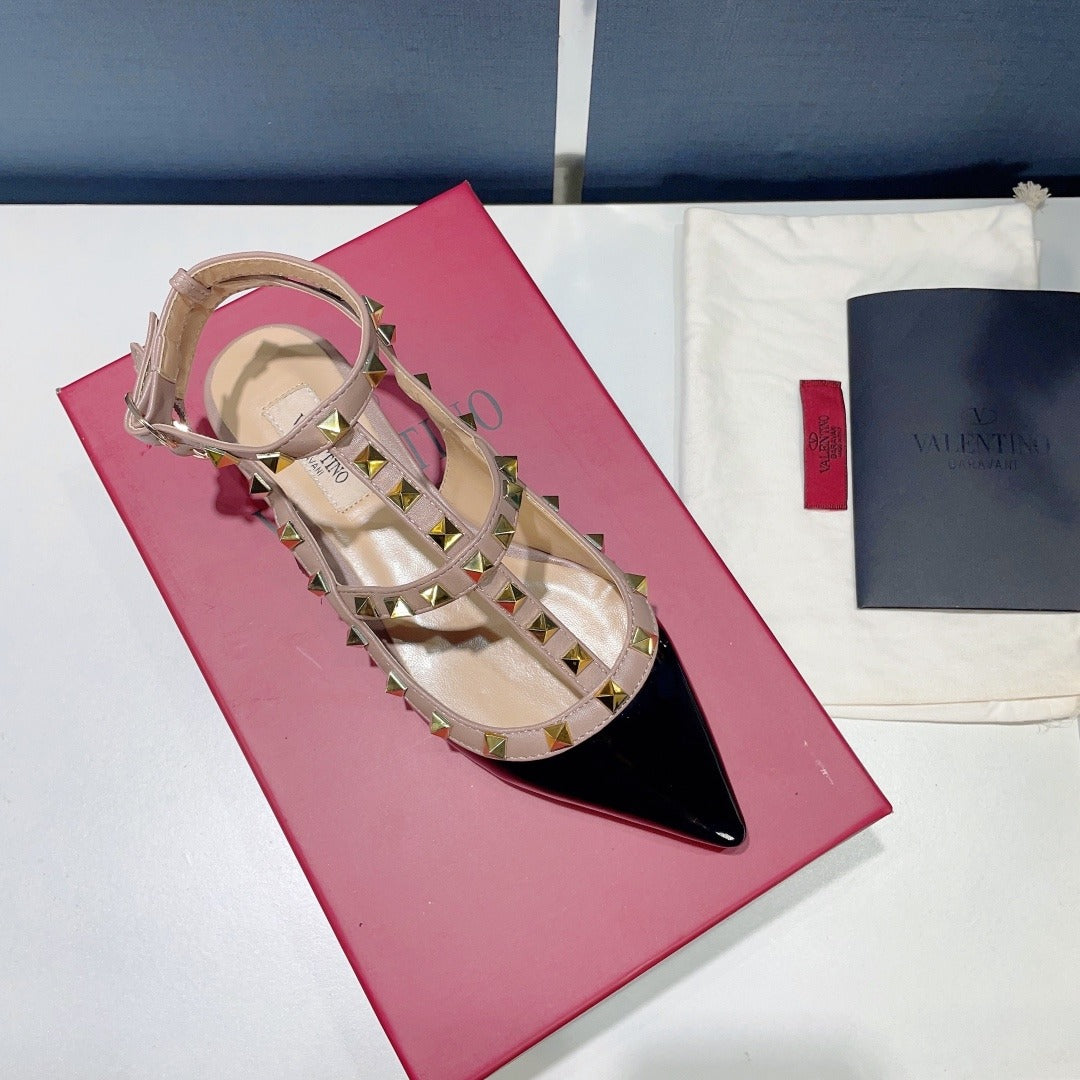 Valentino Lambskin Leather Pointed Toe Sandals