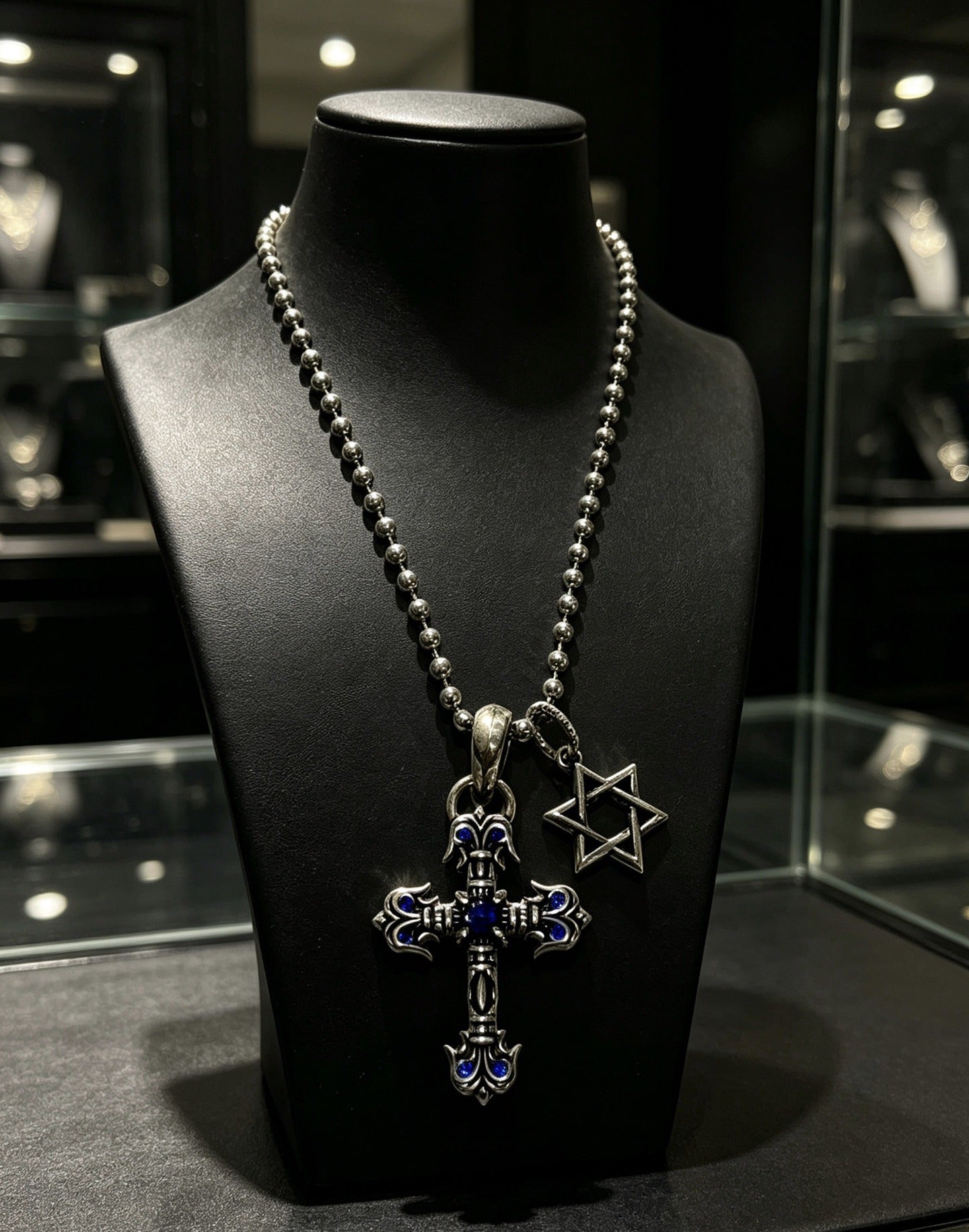 Chrome Hearts Sterling Silver Cross Necklace