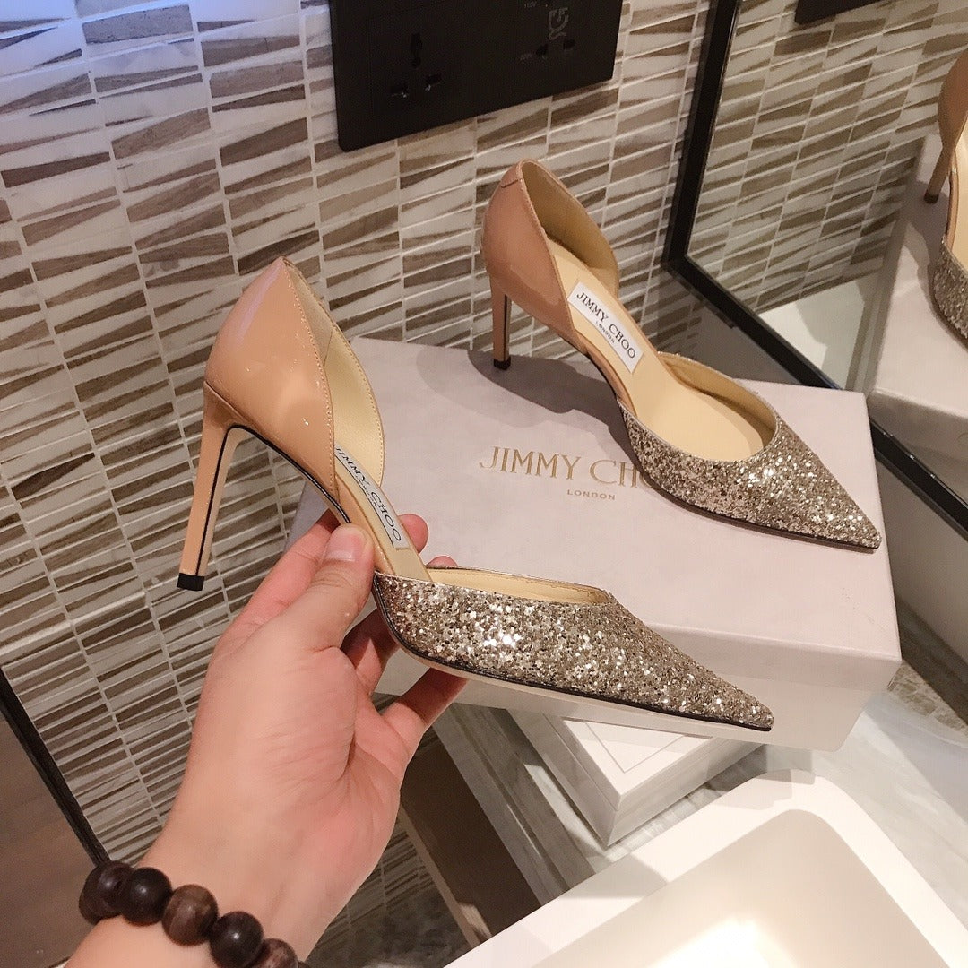 Jimmy Choo Black Lambskin Leather Pointed Toe Heels