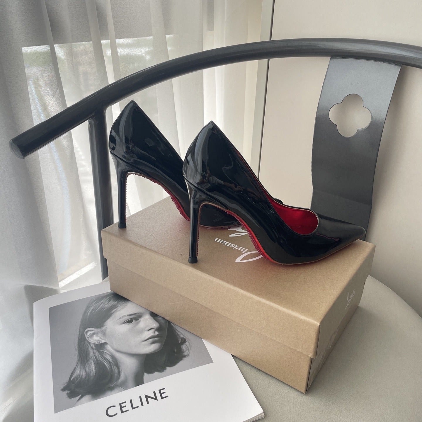 Celine Patent Leather & Lambskin Leather Pointed Toe Heels