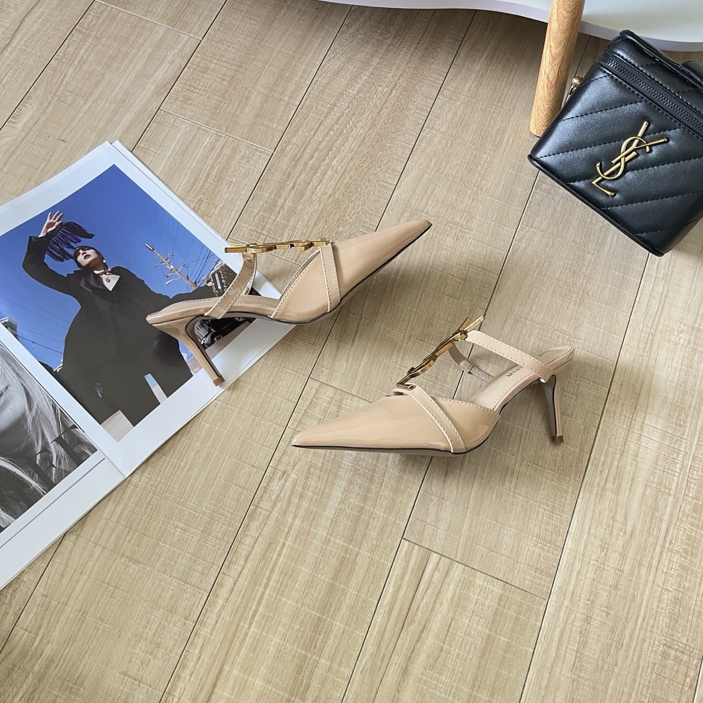 Saint Laurent Lambskin Leather Logo Sandals