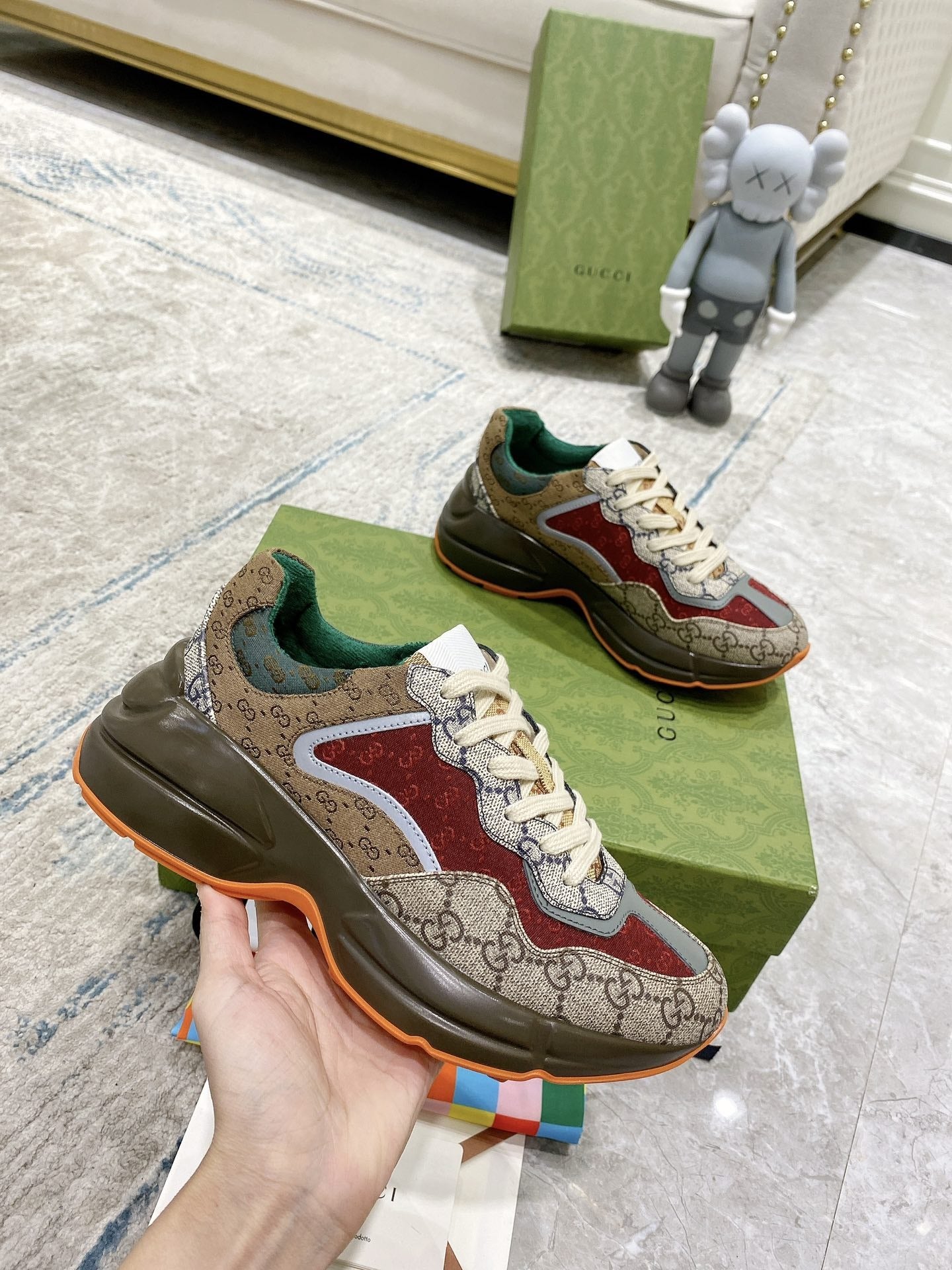 Gucci Lambskin Leather Logo Sneakers