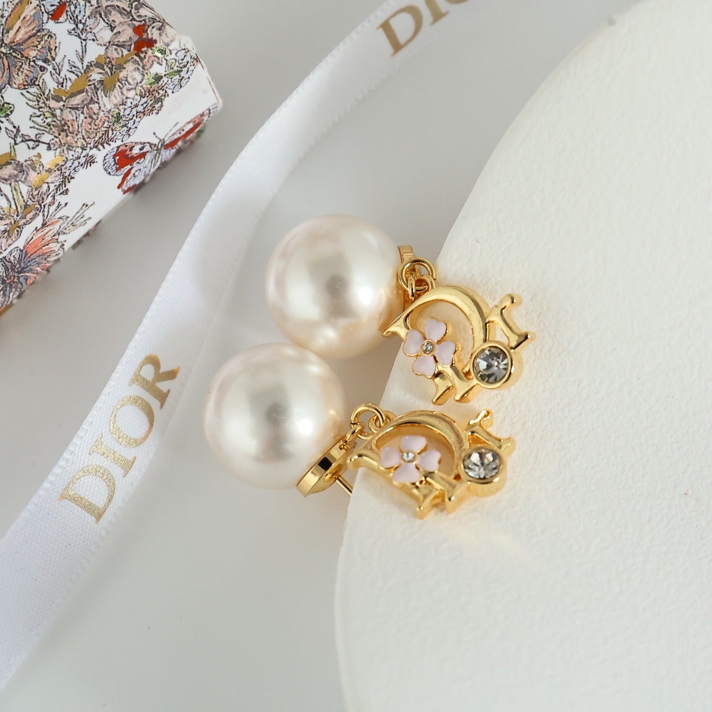Dior Pink Pearl Earrings