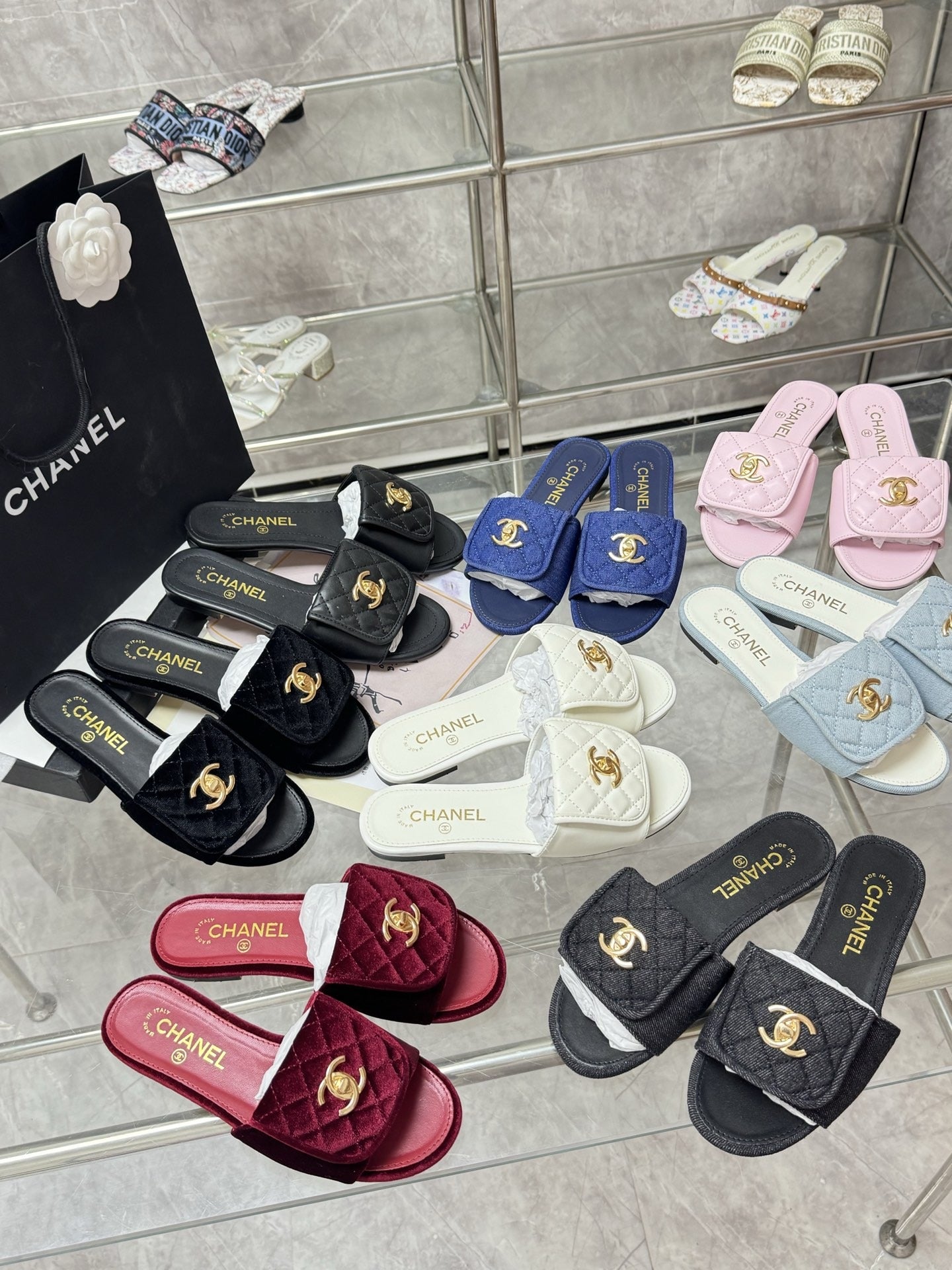 Chanel Lambskin Leather Slides
