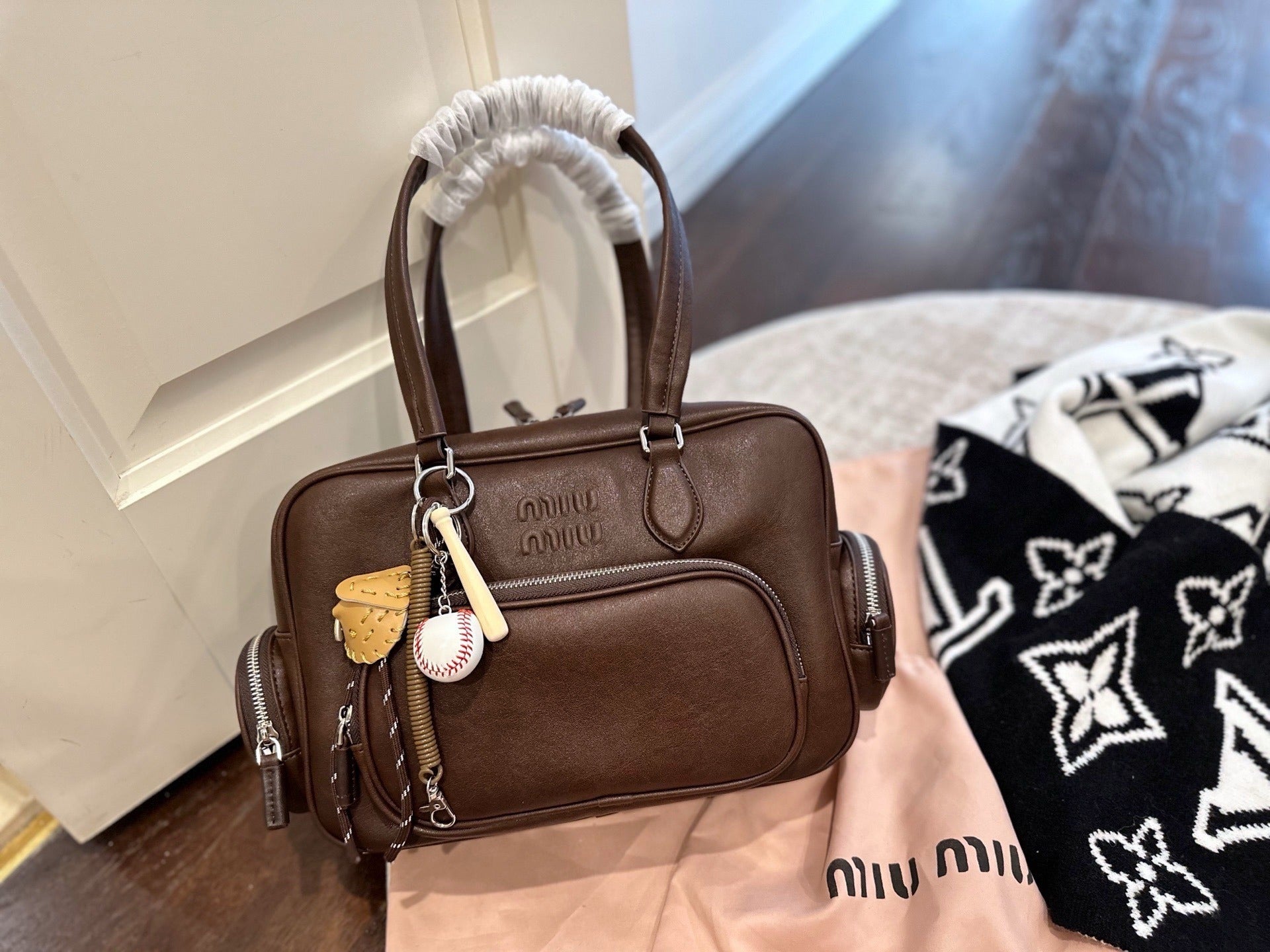 Miu Miu Lambskin Leather & Cotton Crossbody Bag