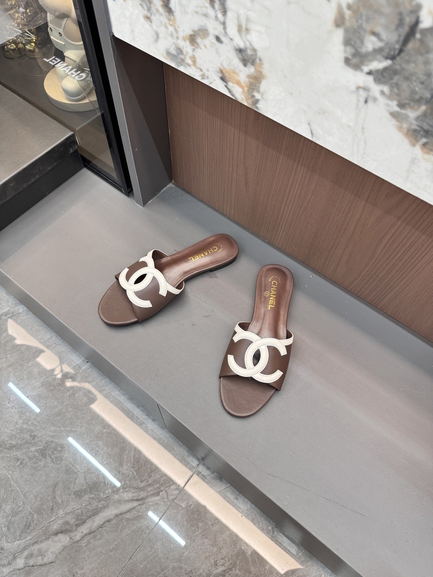 Chanel Lambskin Leather Openwork Slides