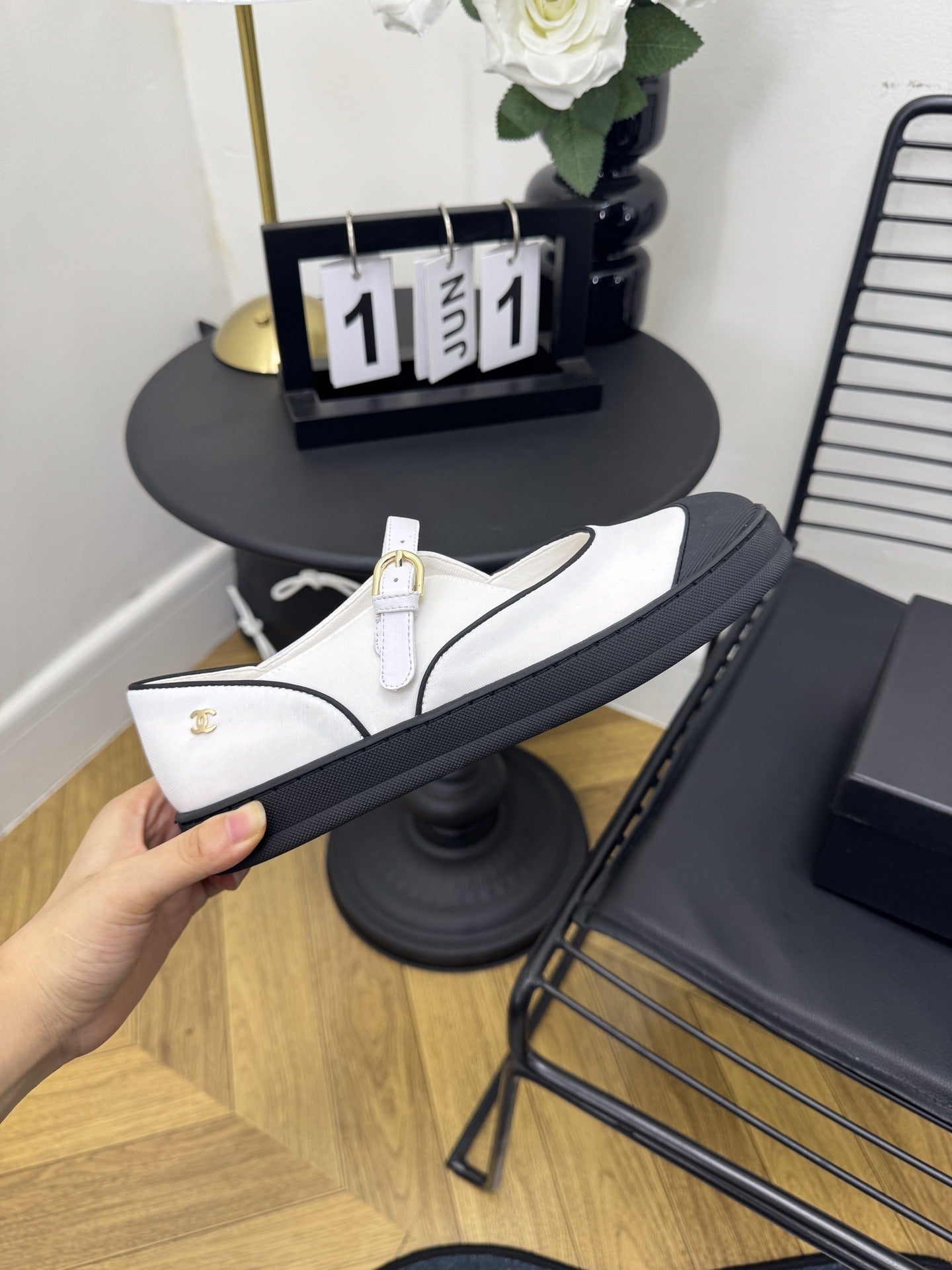 Chanel Lambskin Leather Logo Shoes