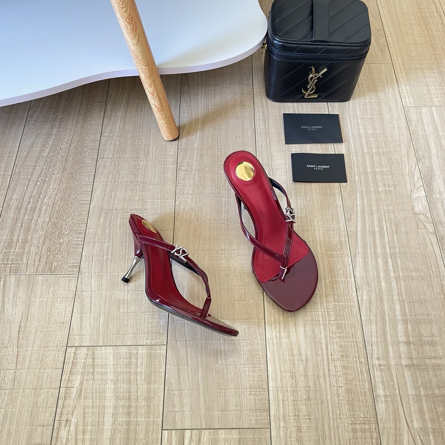 Saint Laurent Lambskin Leather Logo Slides