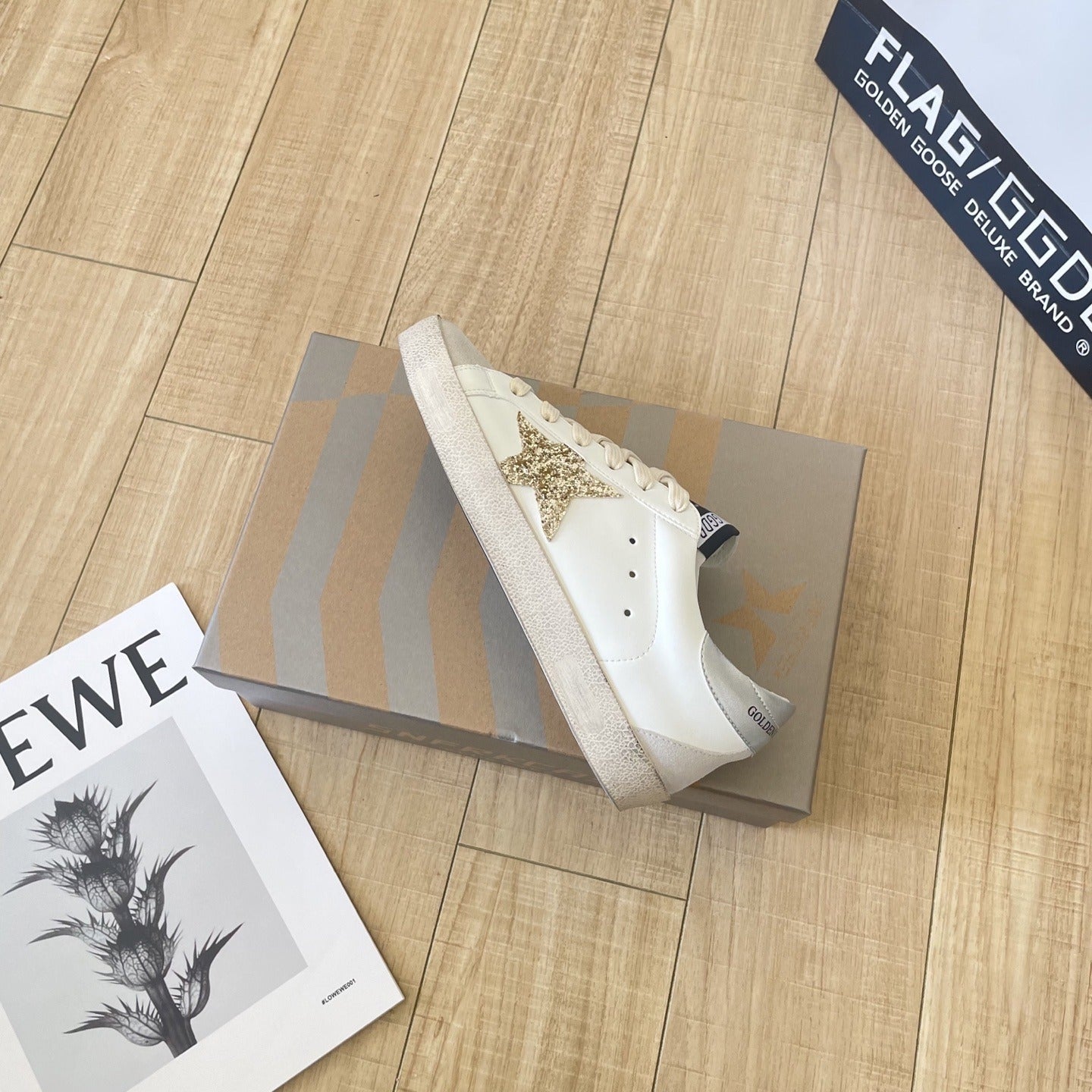 Golden Goose Calfskin Leather Vintage-Finish Sneakers