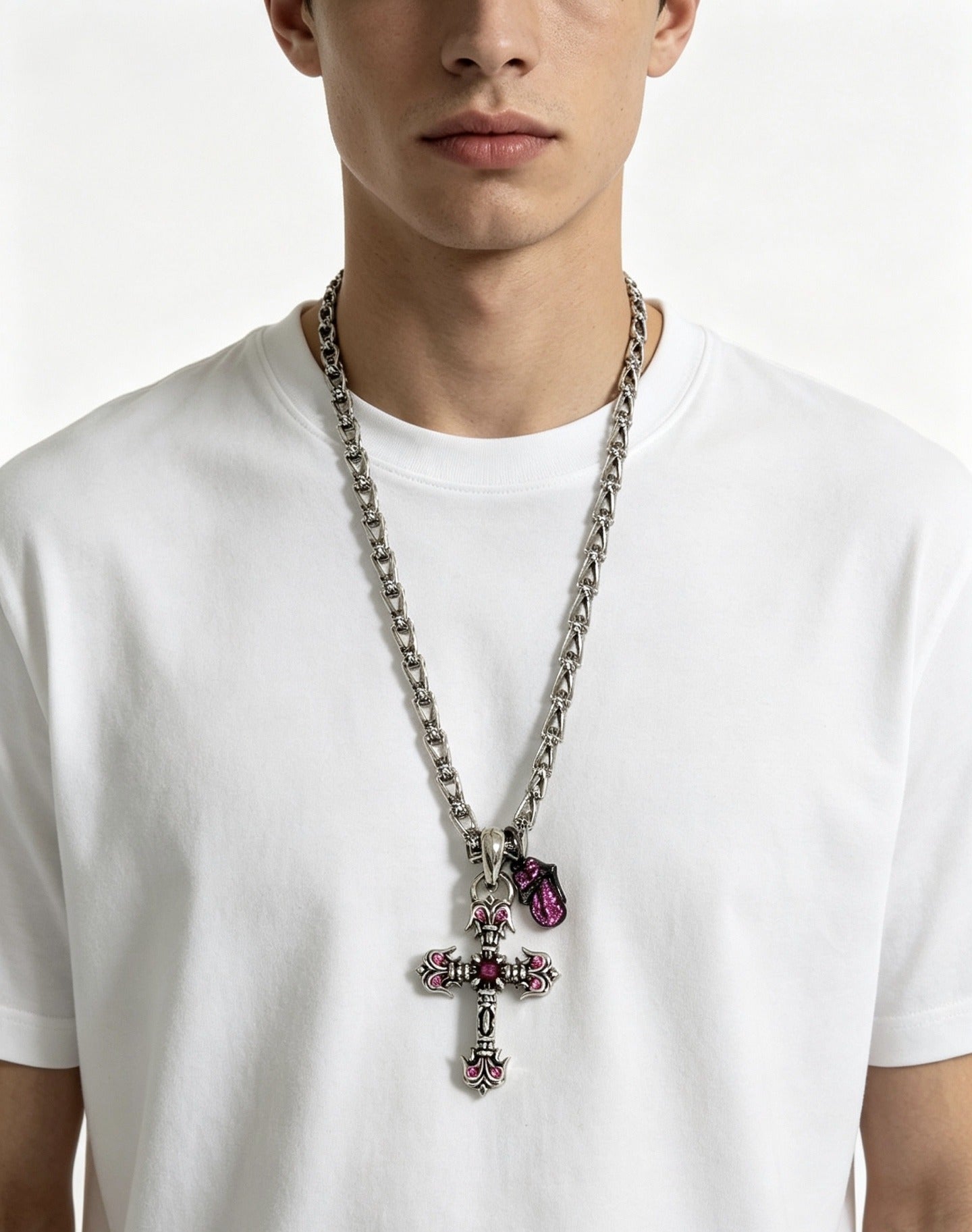 Chrome Hearts Sterling Silver Cross Necklace