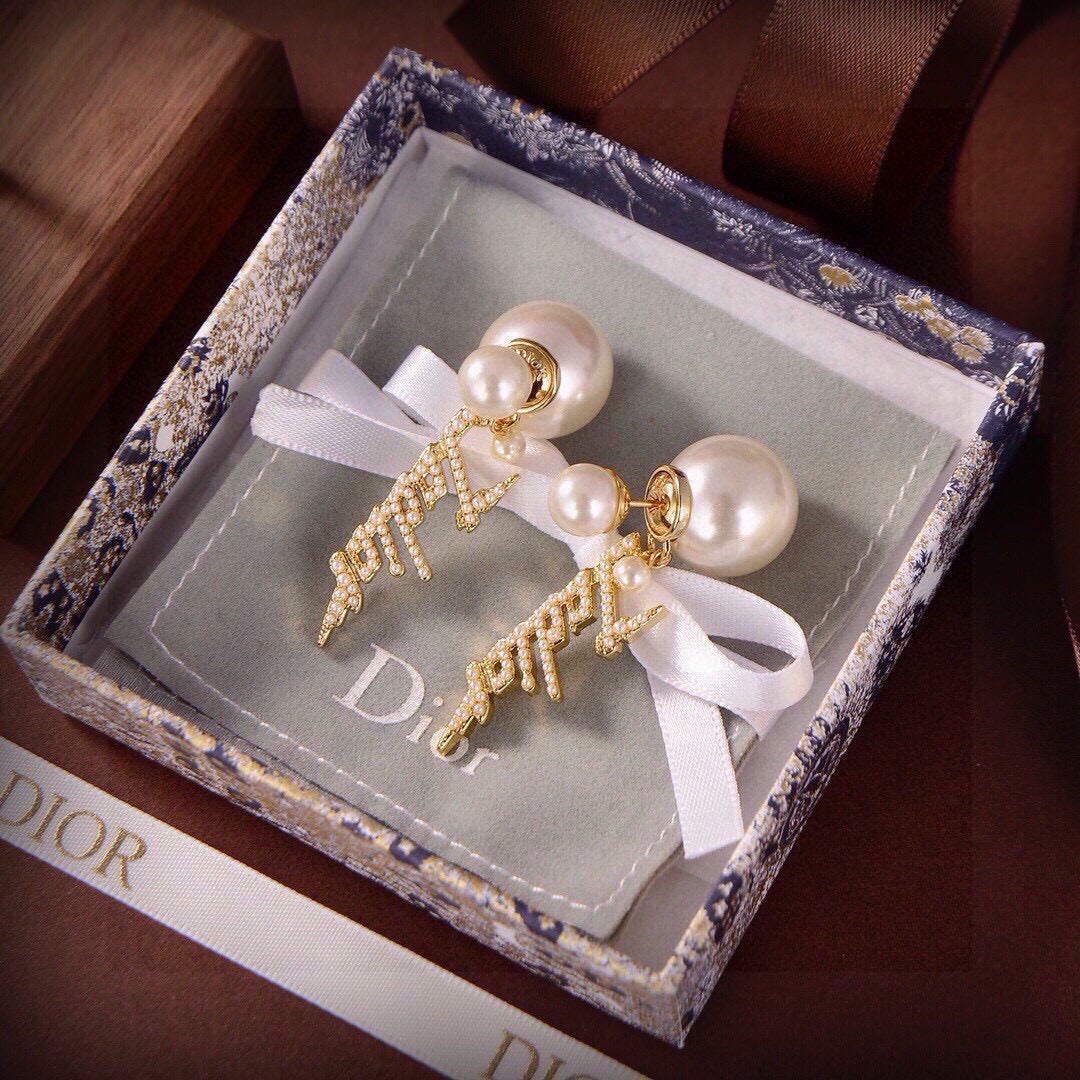 Dior Brass Pearl Earrings