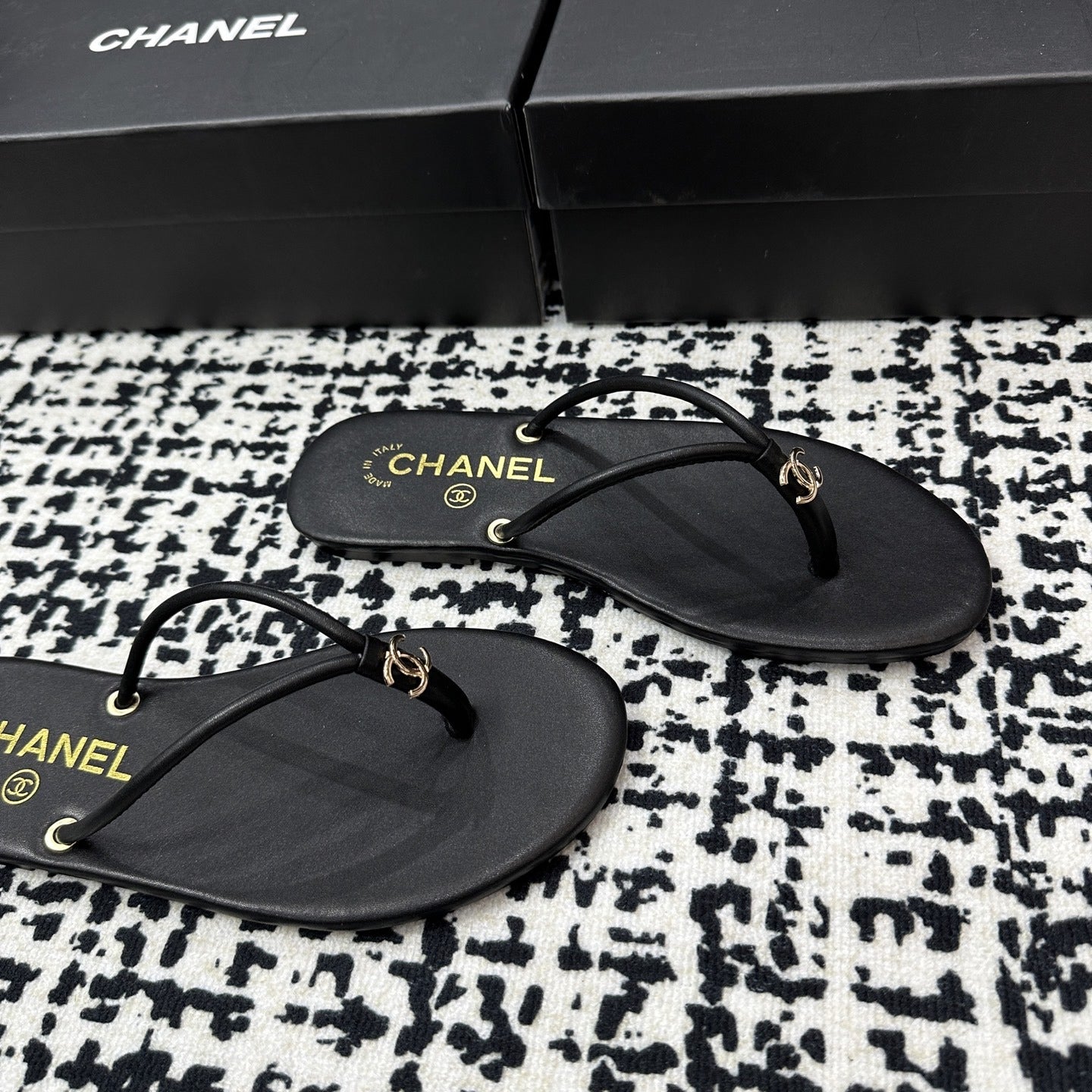 Chanel Lambskin Leather Slides