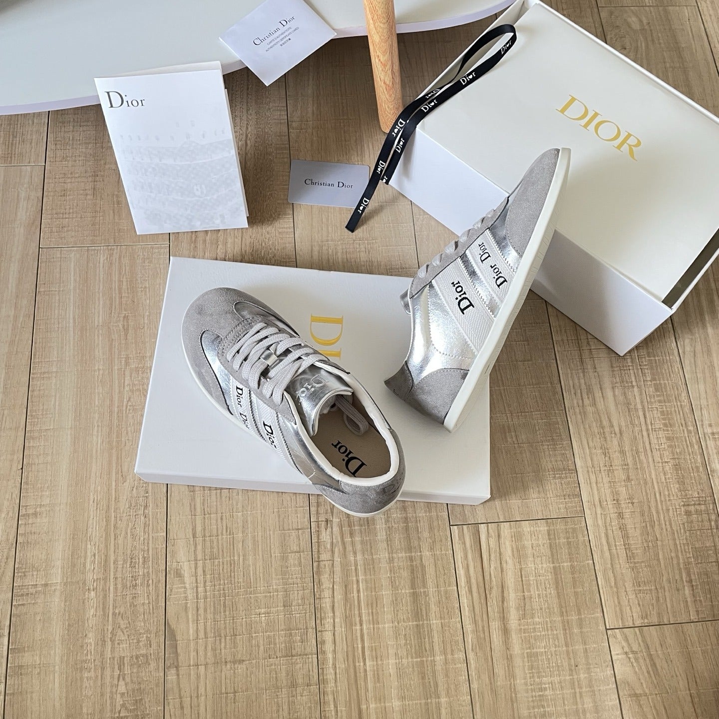 Dior Leather Vintage-Finish Sneakers