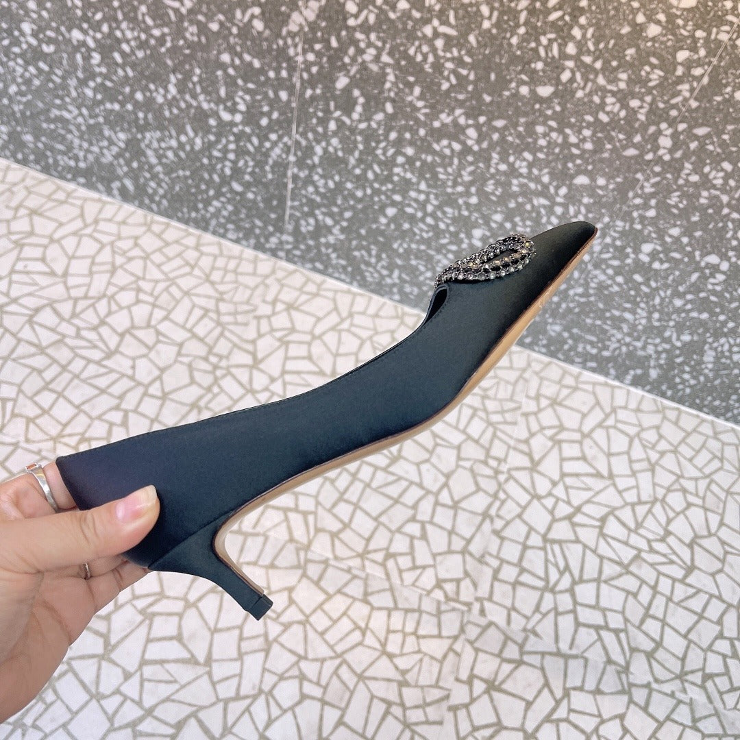 Valentino Lambskin Leather Crystal Heels
