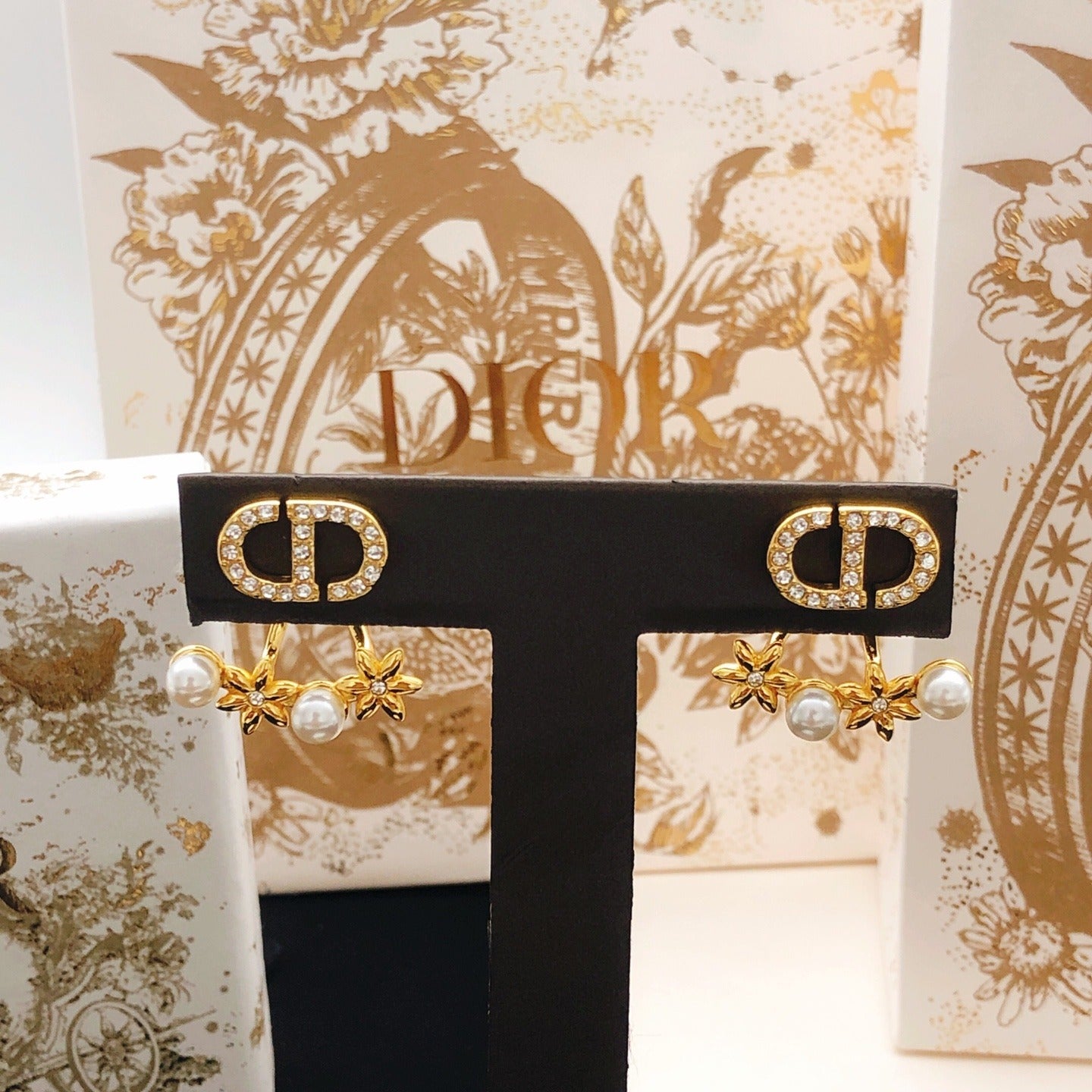 Dior Gold Brass Sunburst Earrings