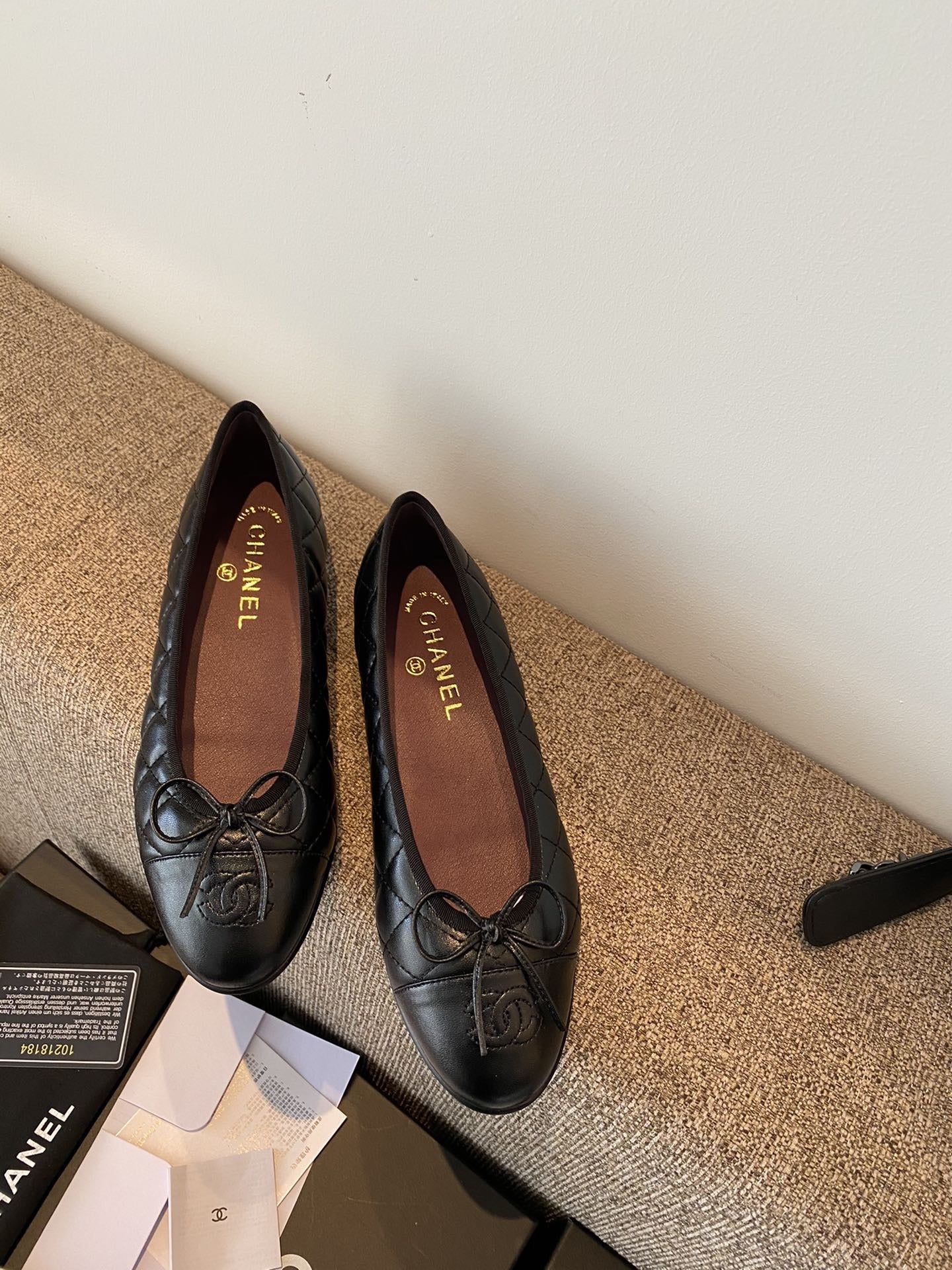 Chanel Leather Bow Ballet Flats