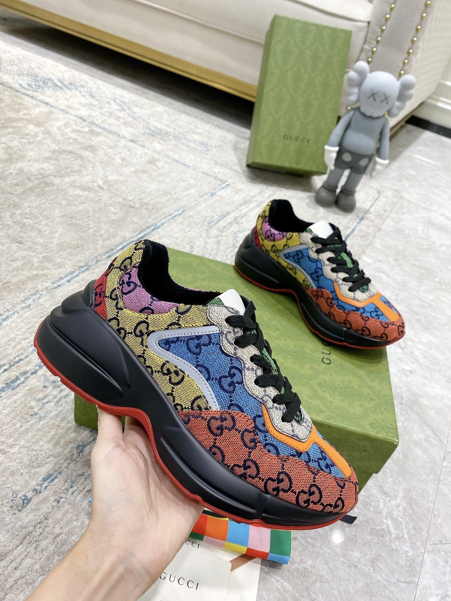 Gucci Lambskin Leather Logo Sneakers